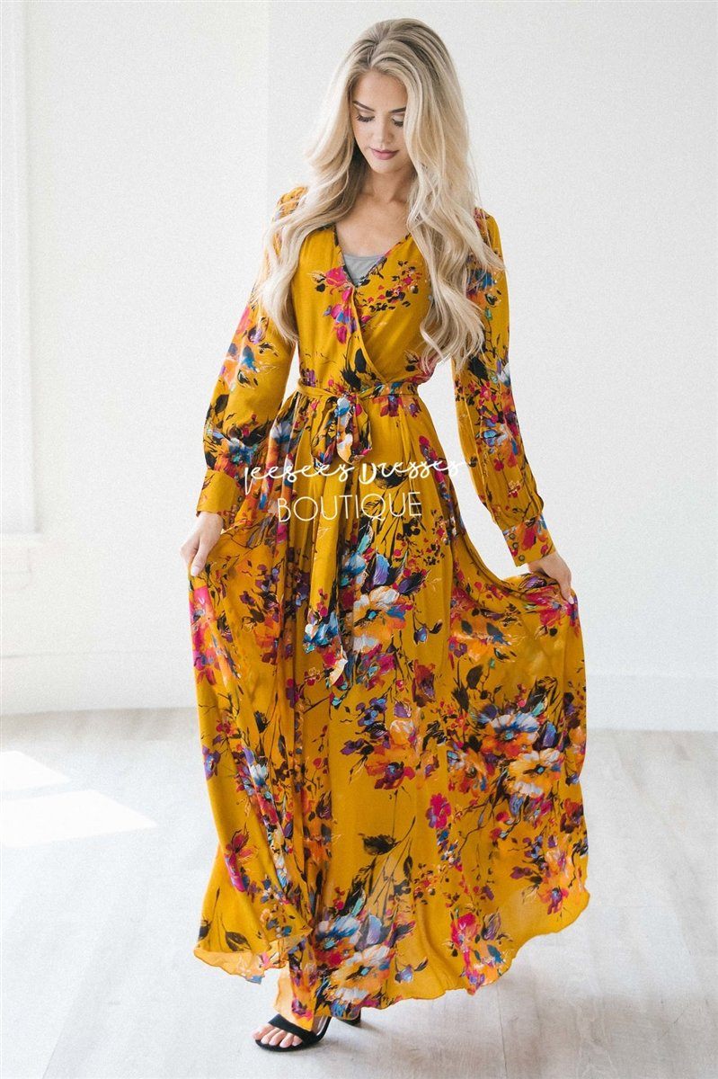 The Amanda Modest Dresses vendor-unknown Rustic Gold Floral S