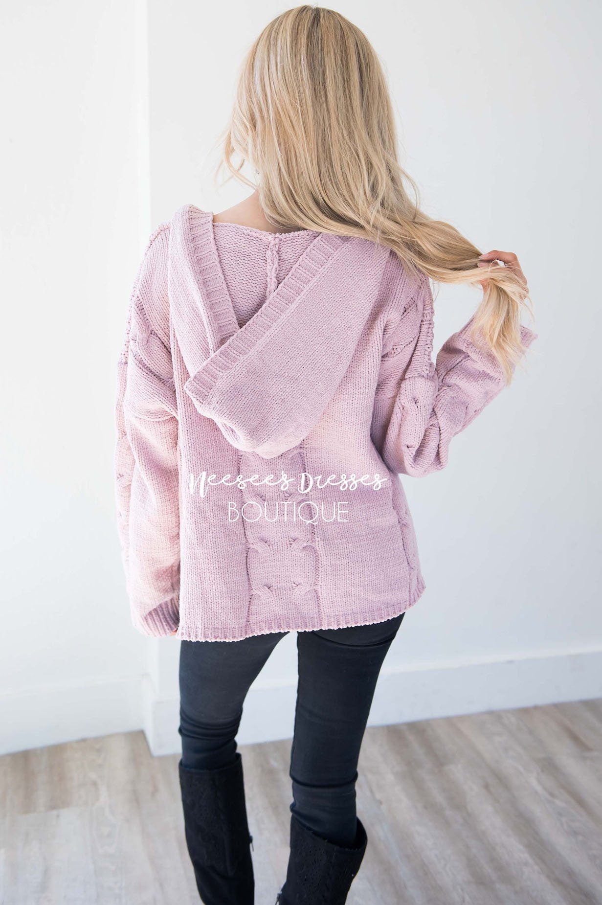 Icy Girl Cable Knit Hoodie Tops vendor-unknown