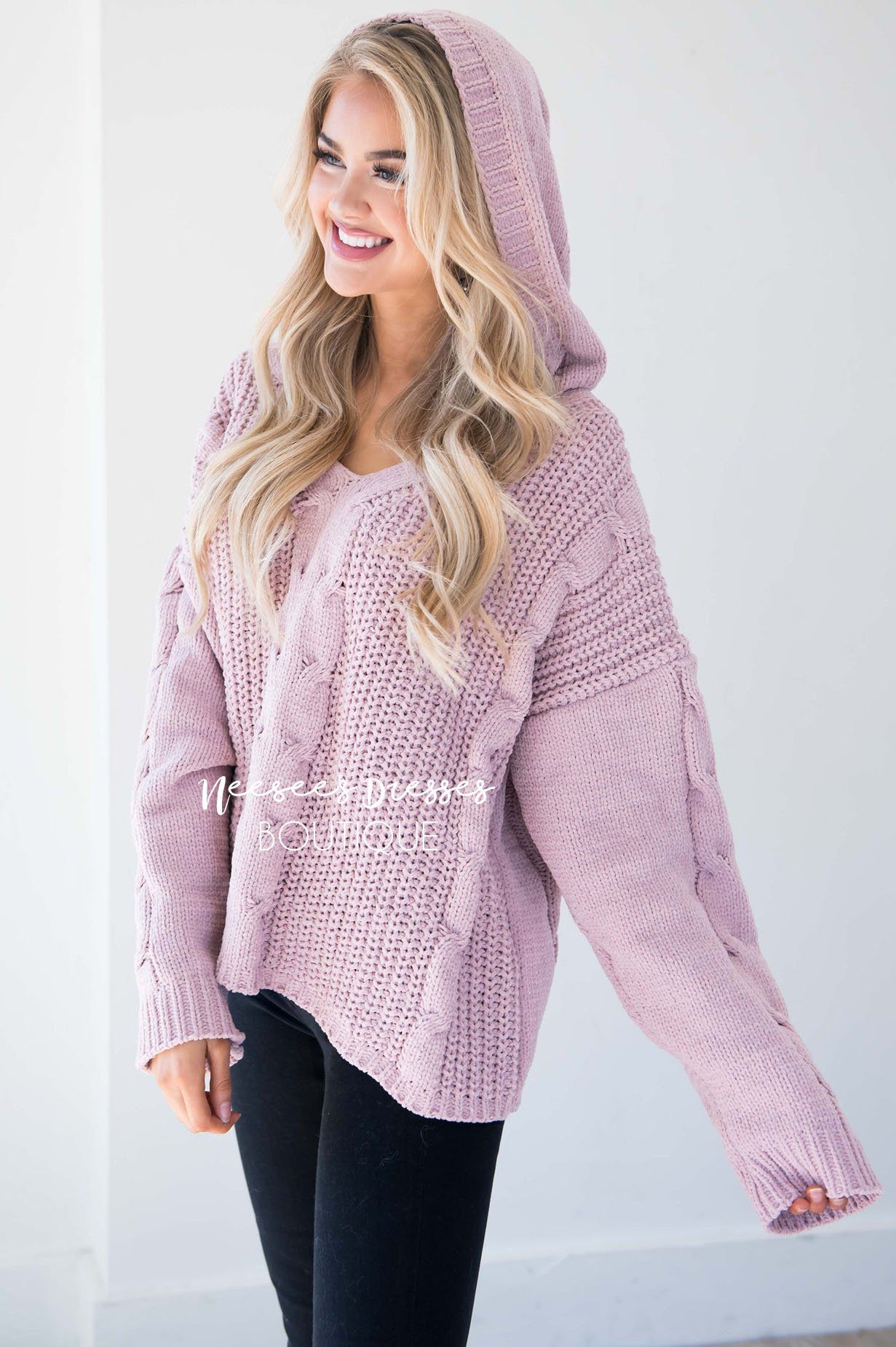 Icy Girl Cable Knit Hoodie Tops vendor-unknown