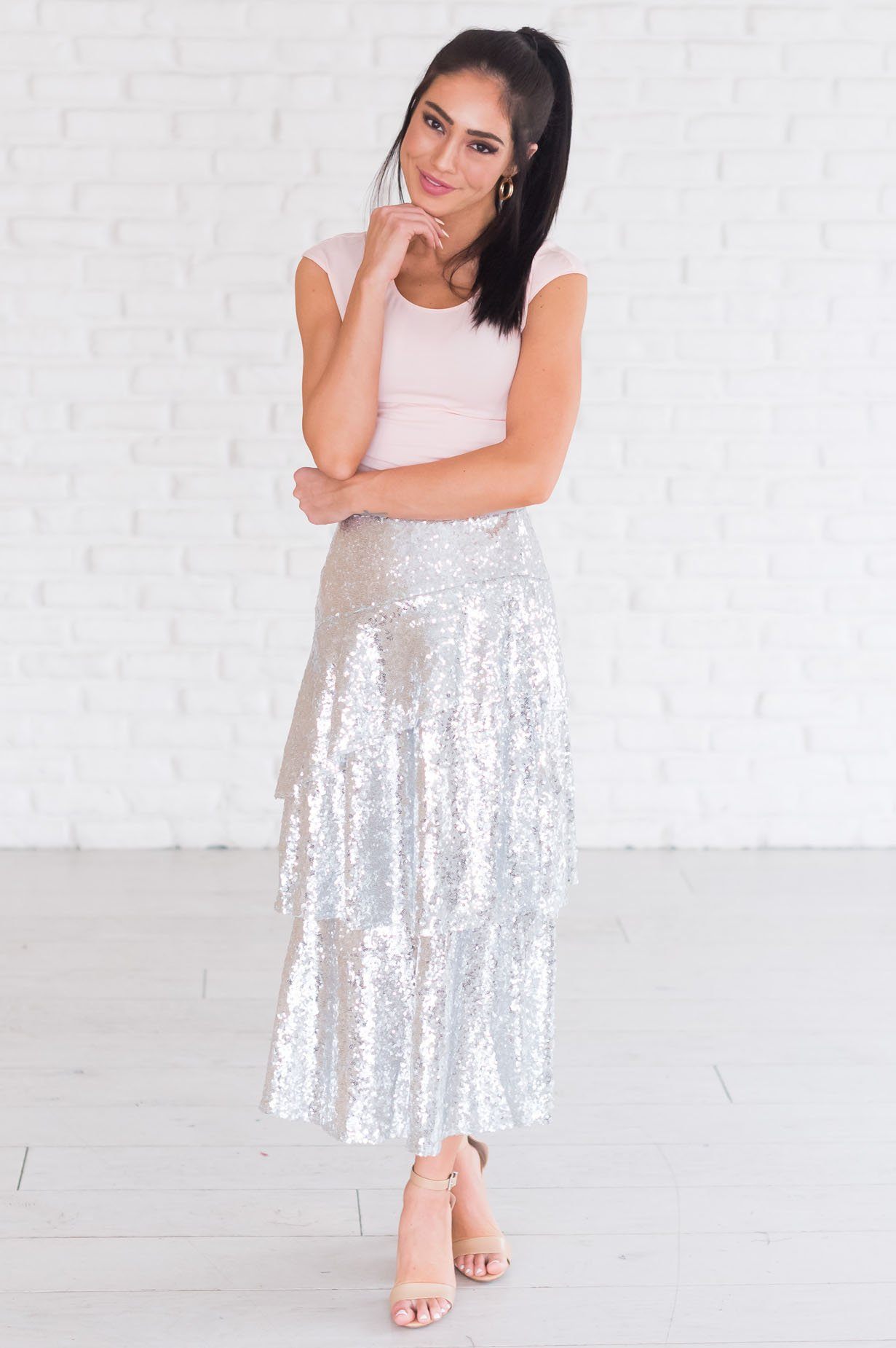 Caught My Eye Modest Sequin Skirt Modest Dresses vendor-unknown