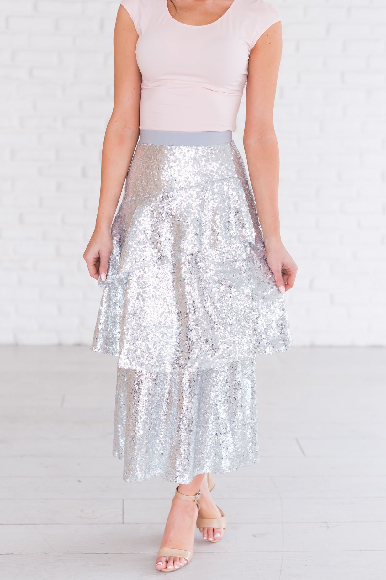 Caught My Eye Modest Sequin Skirt Modest Dresses vendor-unknown