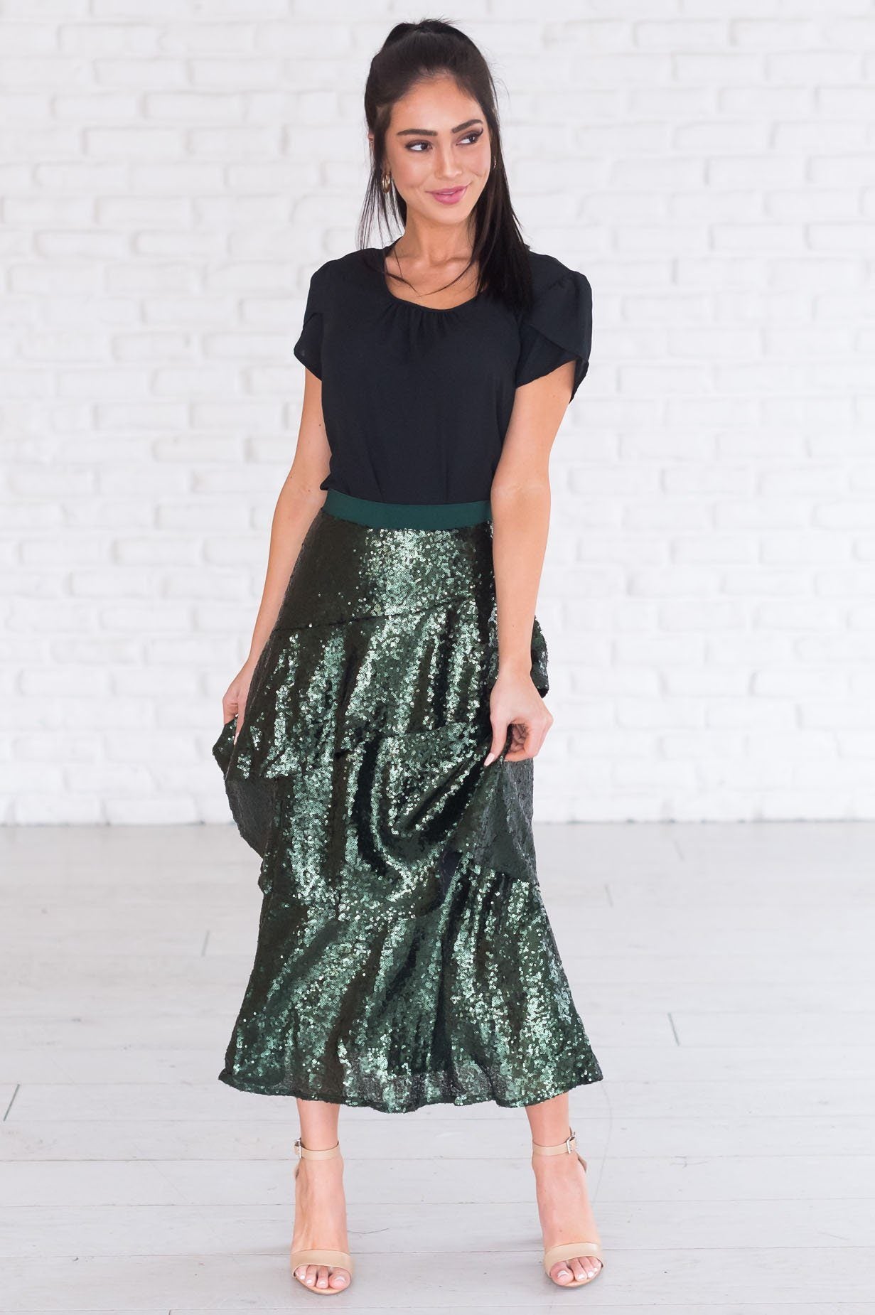 Caught My Eye Modest Sequin Skirt Modest Dresses vendor-unknown