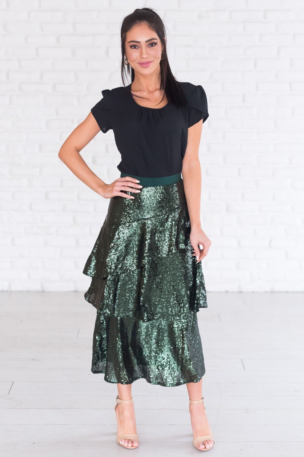Caught My Eye Modest Sequin Skirt Modest Dresses vendor-unknown