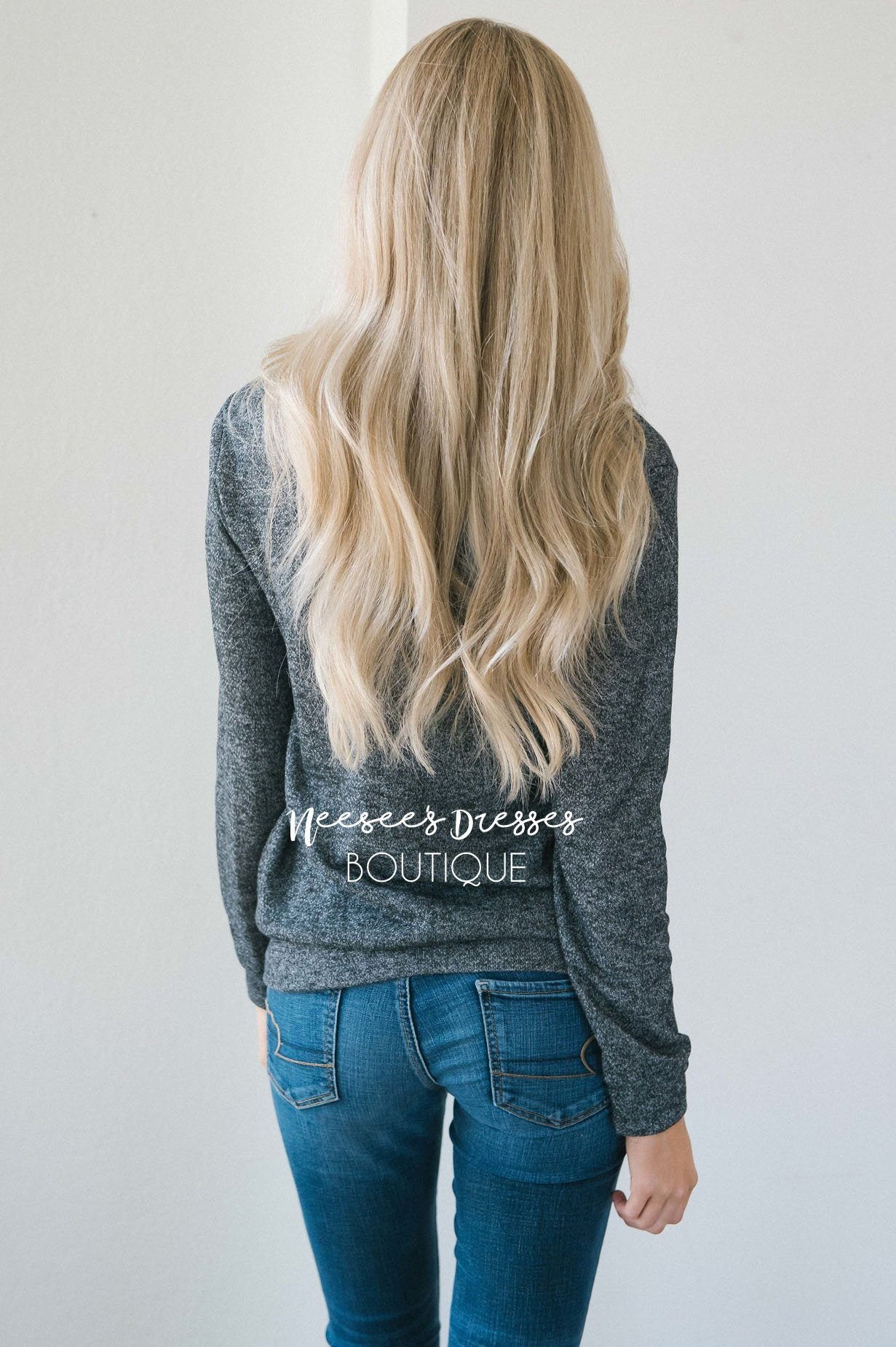 Charcoal & Cream Cozy Cowl Neck Sweater Tops vendor-unknown