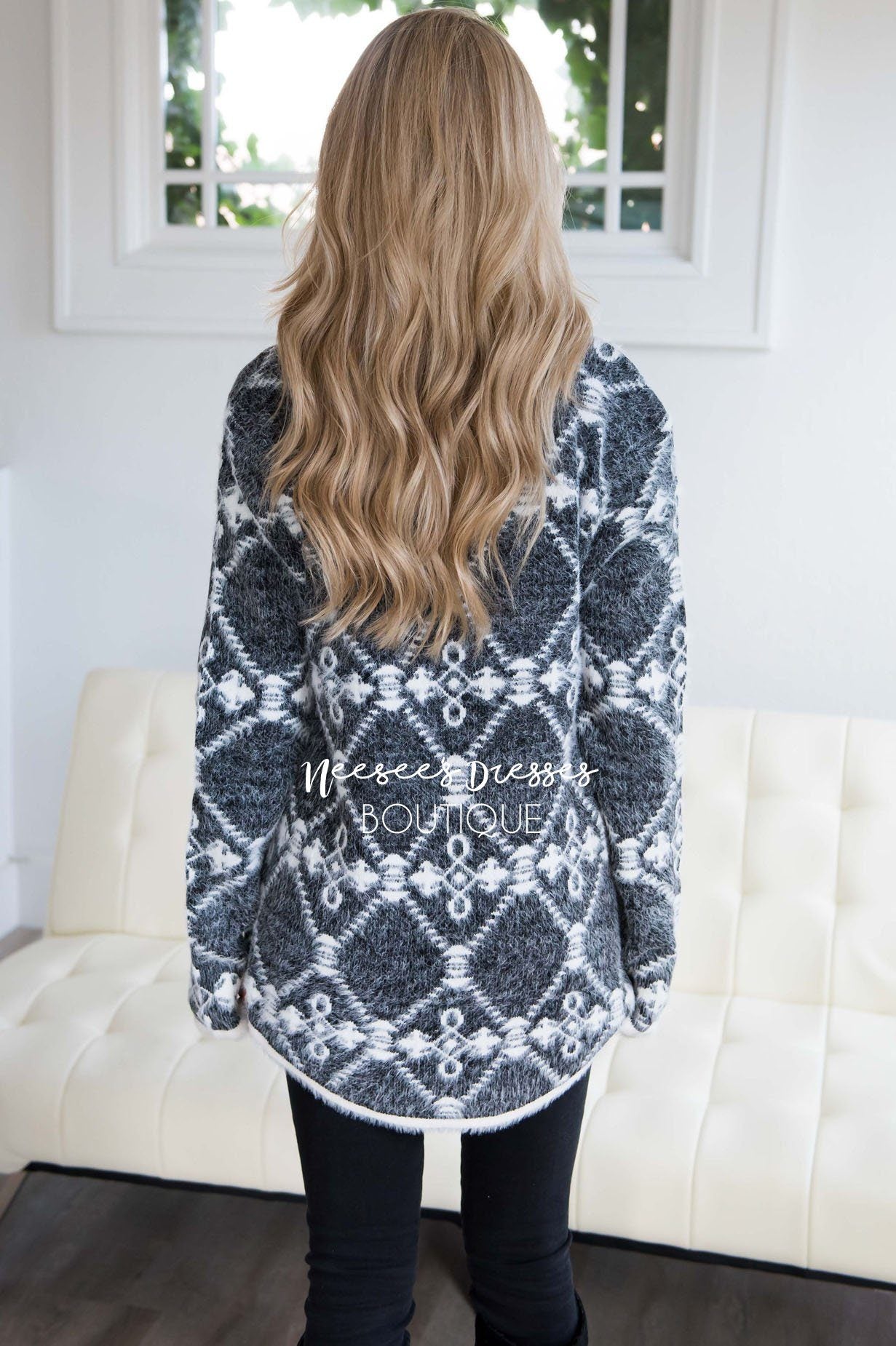 Fuzzy Aztec Print Tunic Tops vendor-unknown