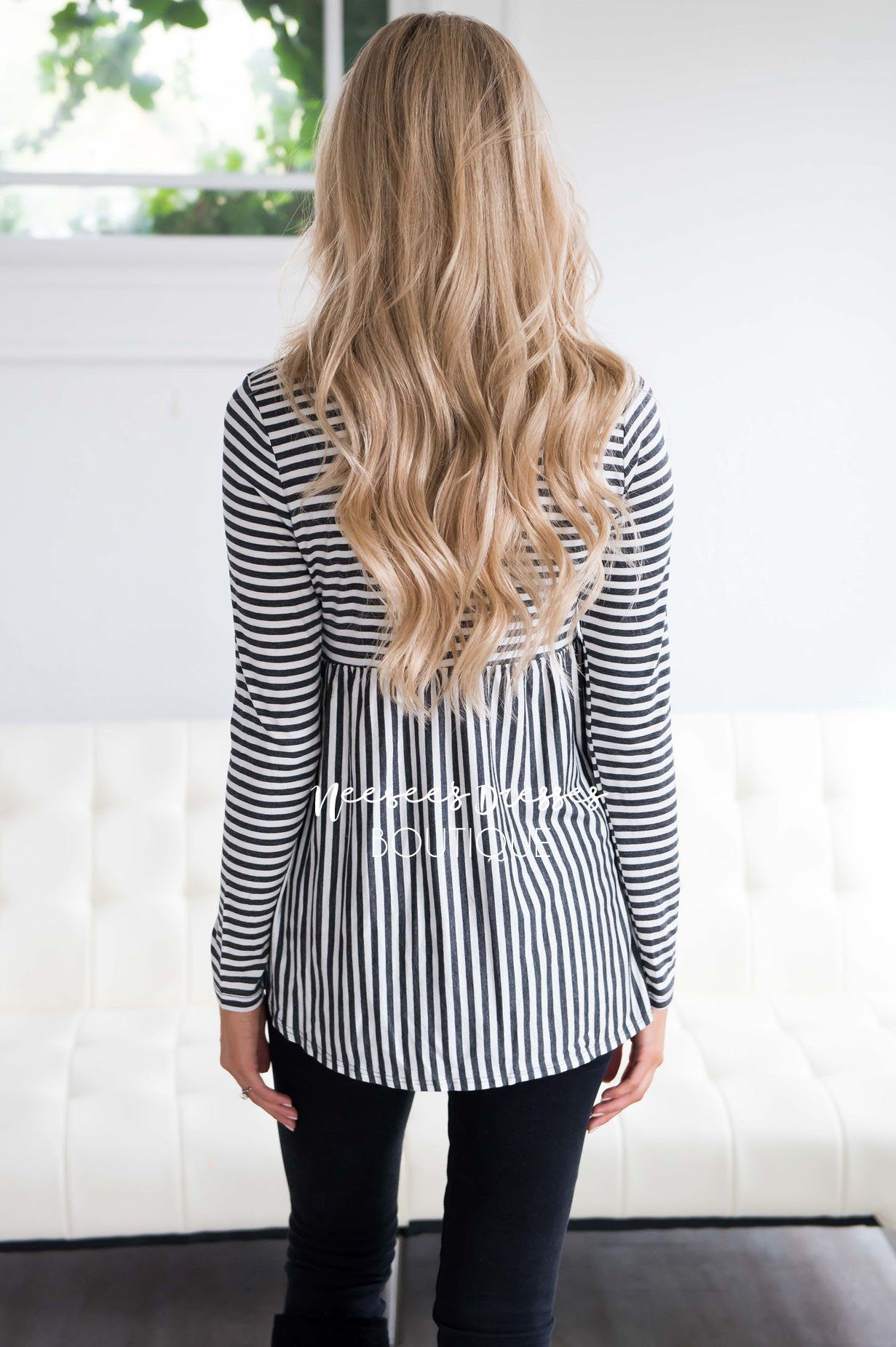 Down Town Dreams Striped Babydoll Top Tops vendor-unknown