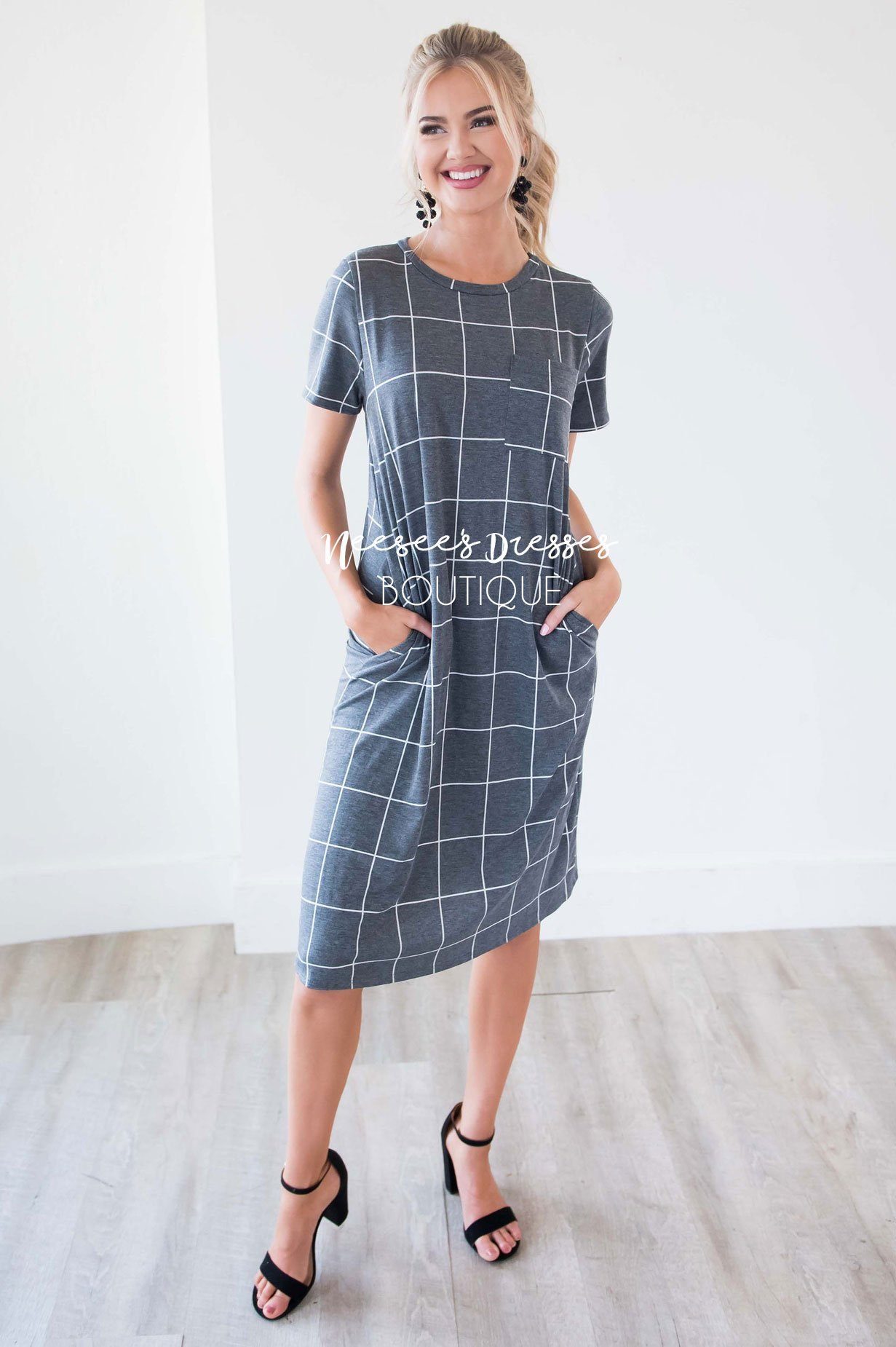 The Jonna Checkered Front Pocket Dress Modest Dresses vendor-unknown
