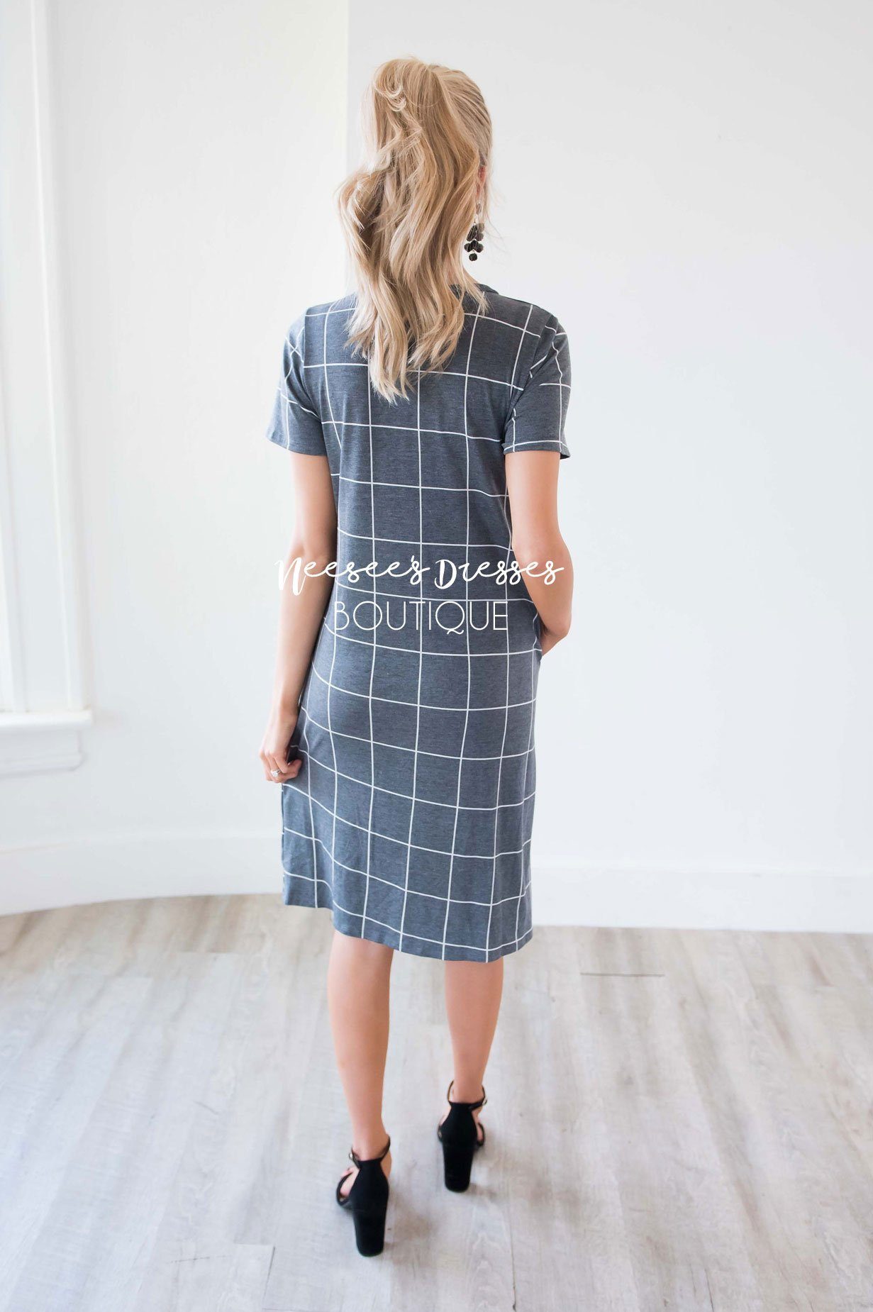 The Jonna Checkered Front Pocket Dress Modest Dresses vendor-unknown