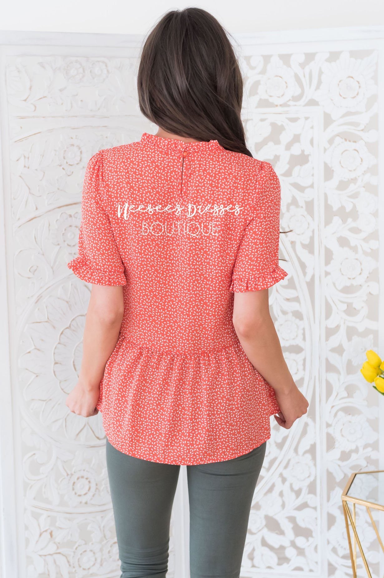 Lift My Spirit Modest Peplum Blouse Tops vendor-unknown