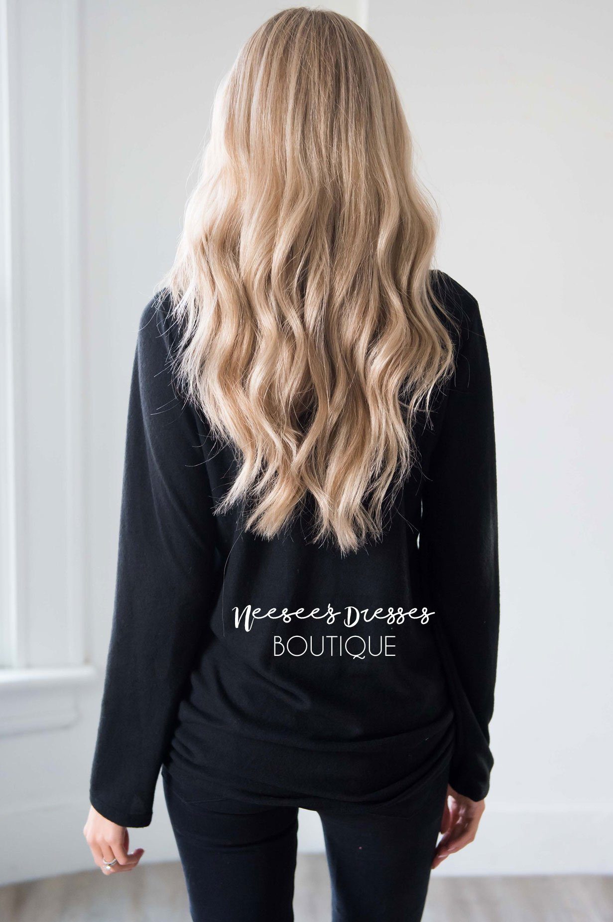 Button Detail Cowl Neck Tunic Tops vendor-unknown