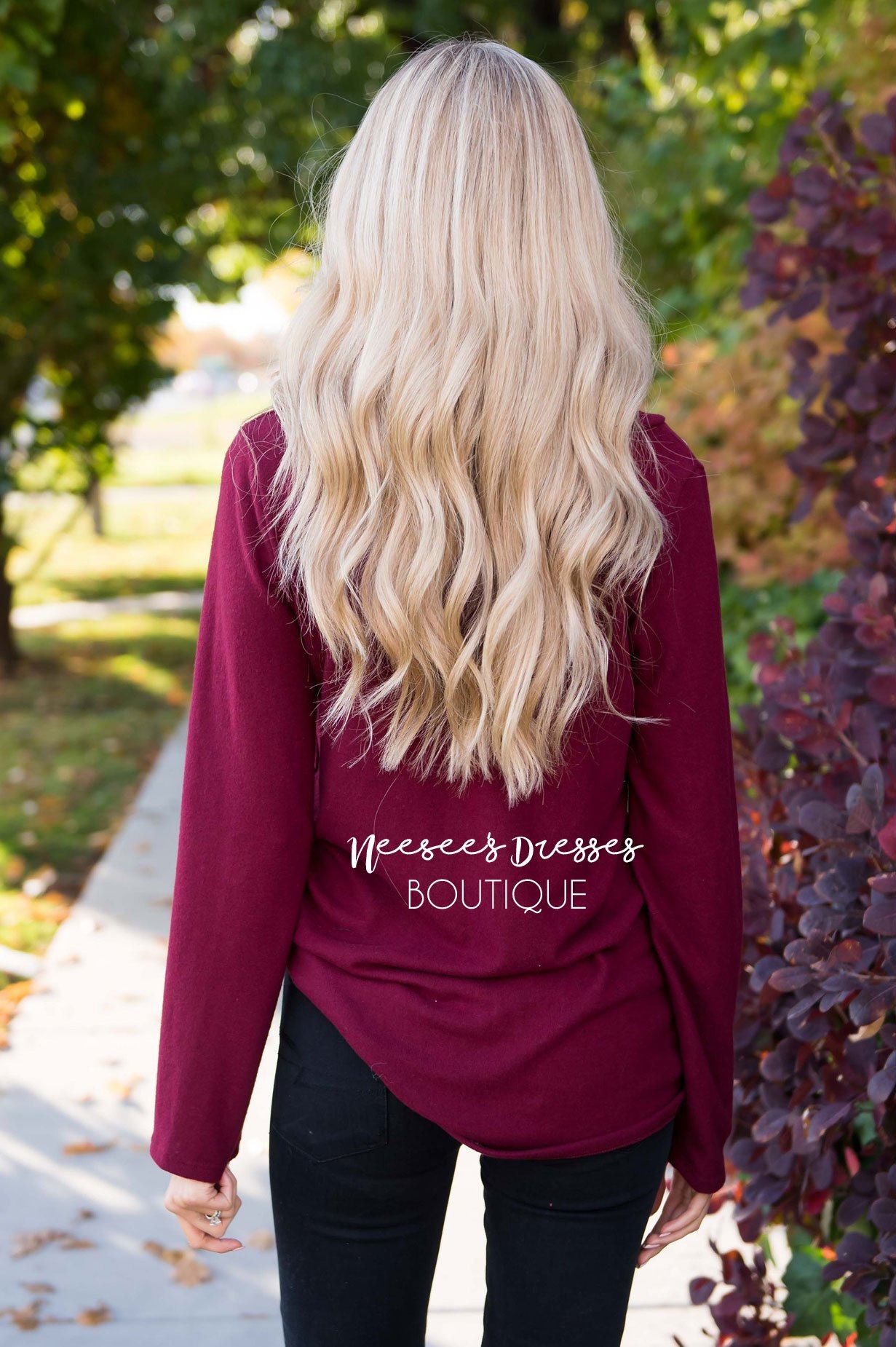 Button Detail Cowl Neck Tunic Tops vendor-unknown