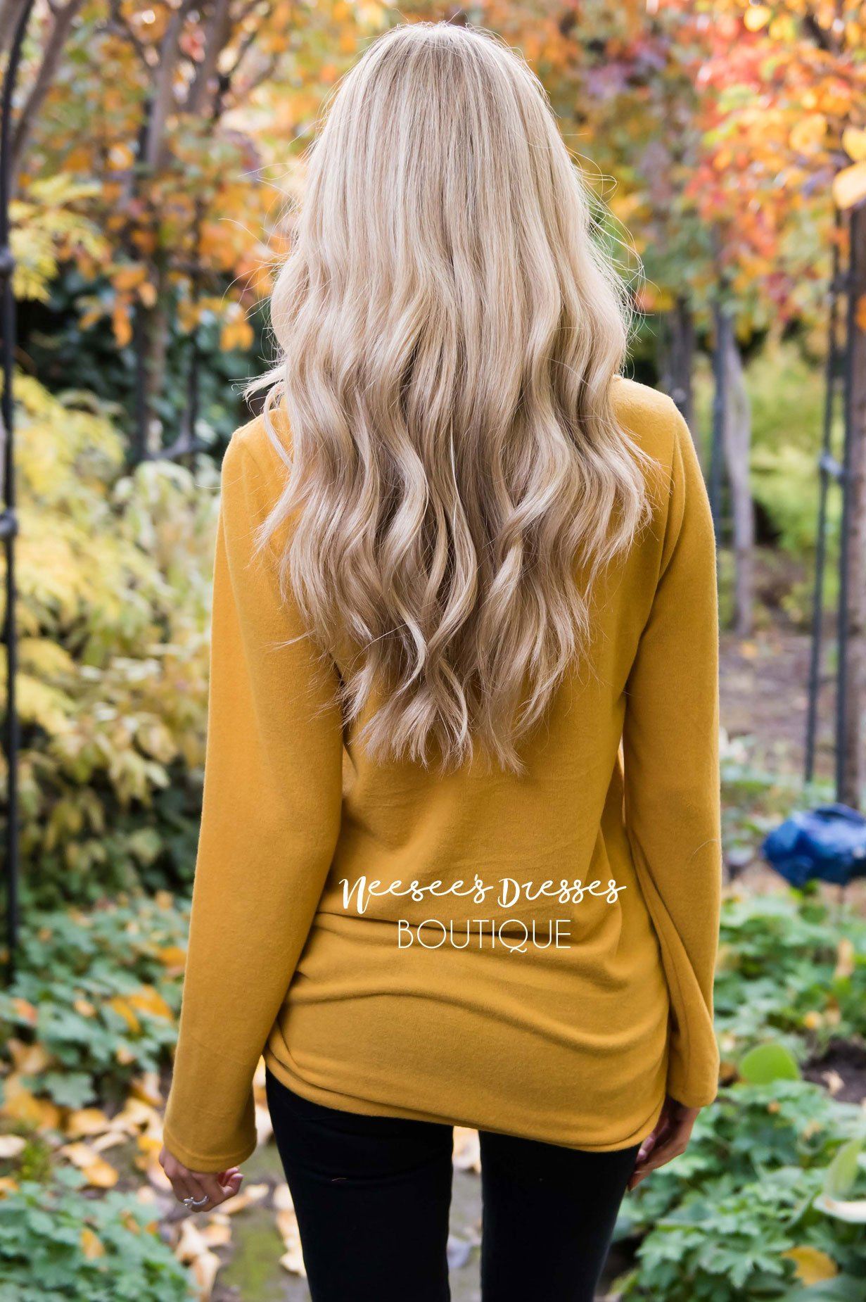 Button Detail Cowl Neck Tunic Tops vendor-unknown