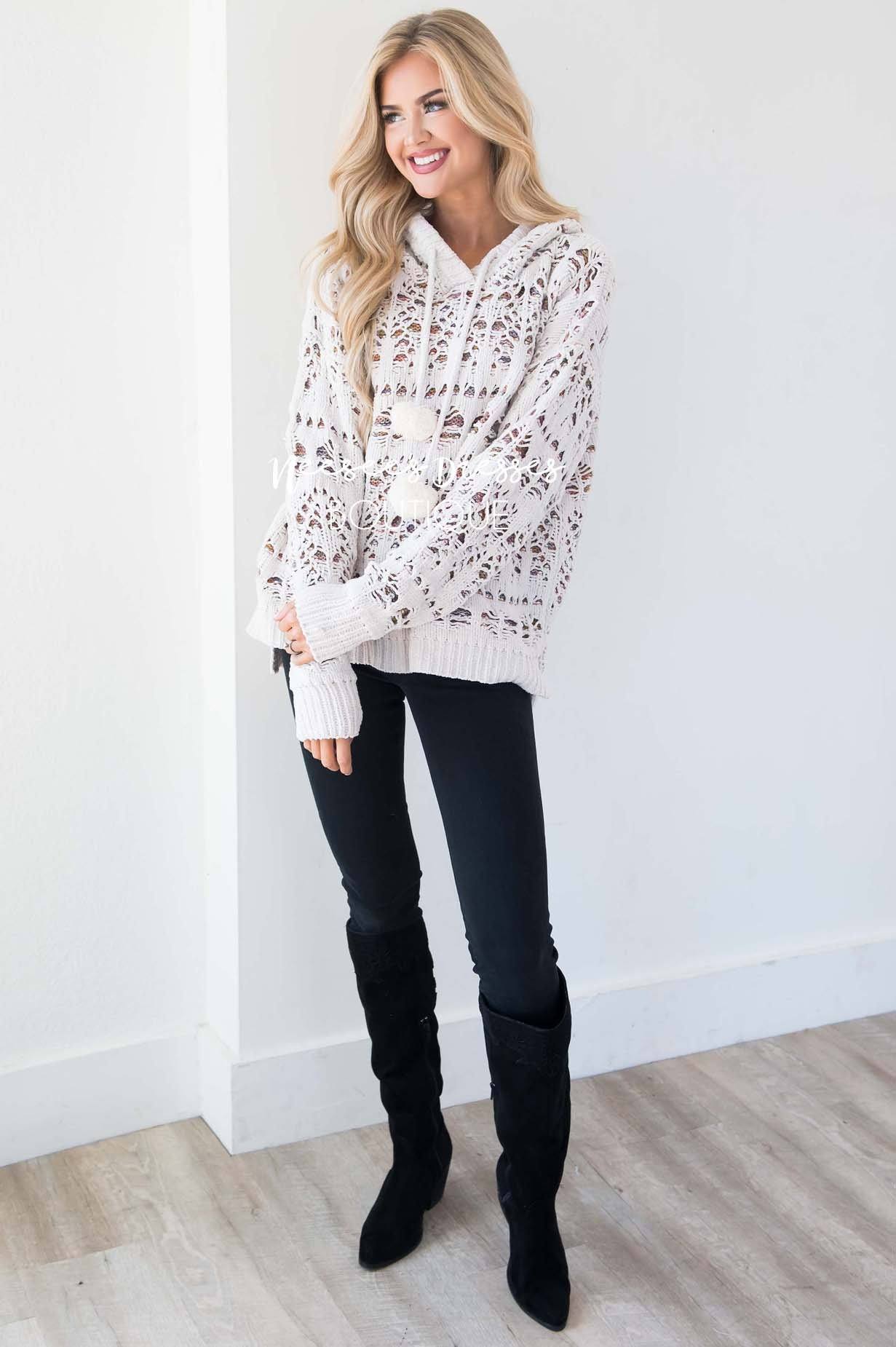 Like A Dream Knit Pull Over Hoodie Tops vendor-unknown