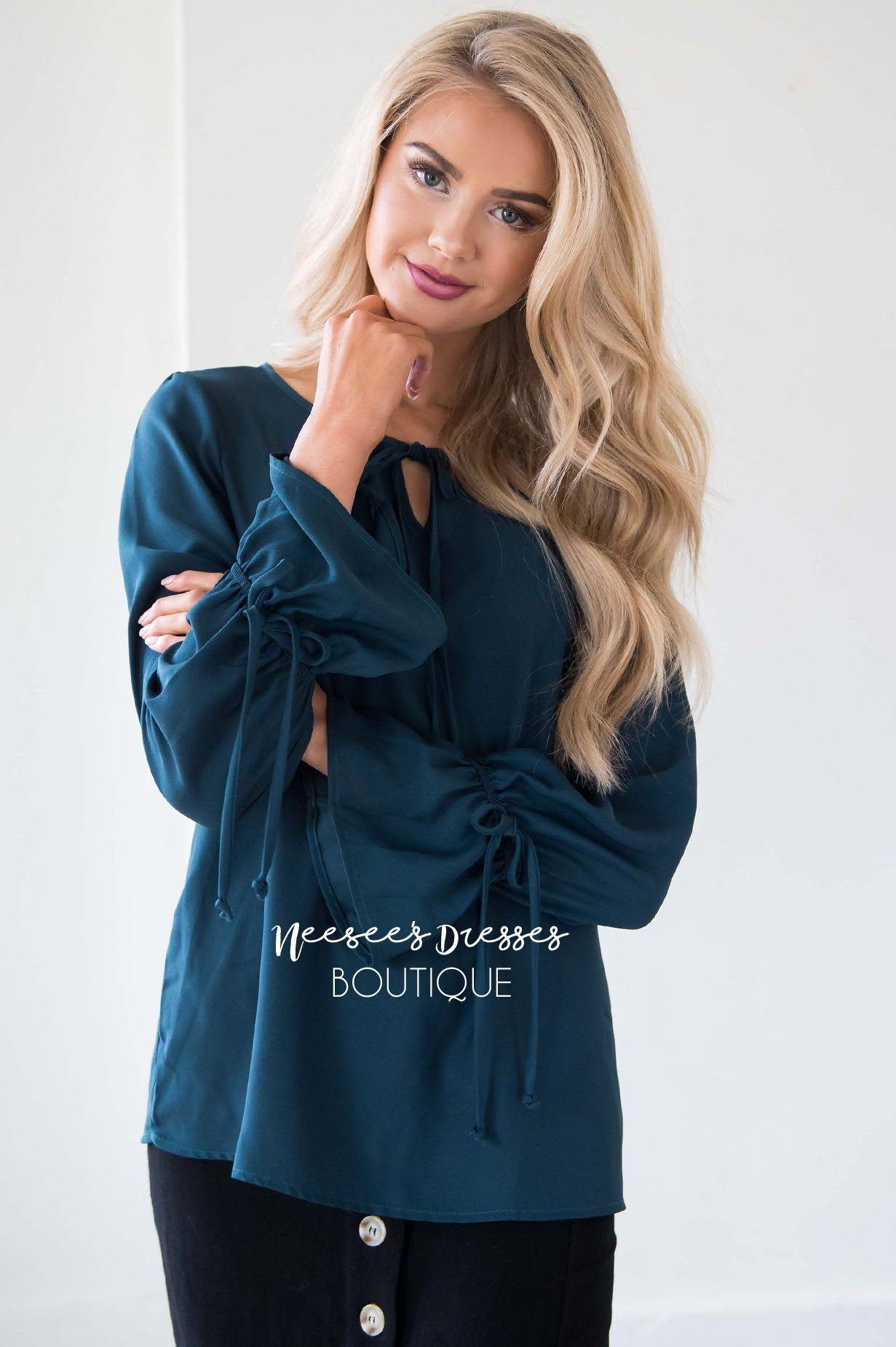 Weekends In Love Tie Sleeve Blouse Tops vendor-unknown