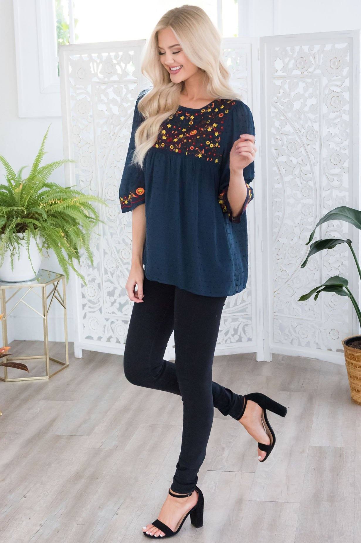 While In Paris Modest Blouse Tops vendor-unknown