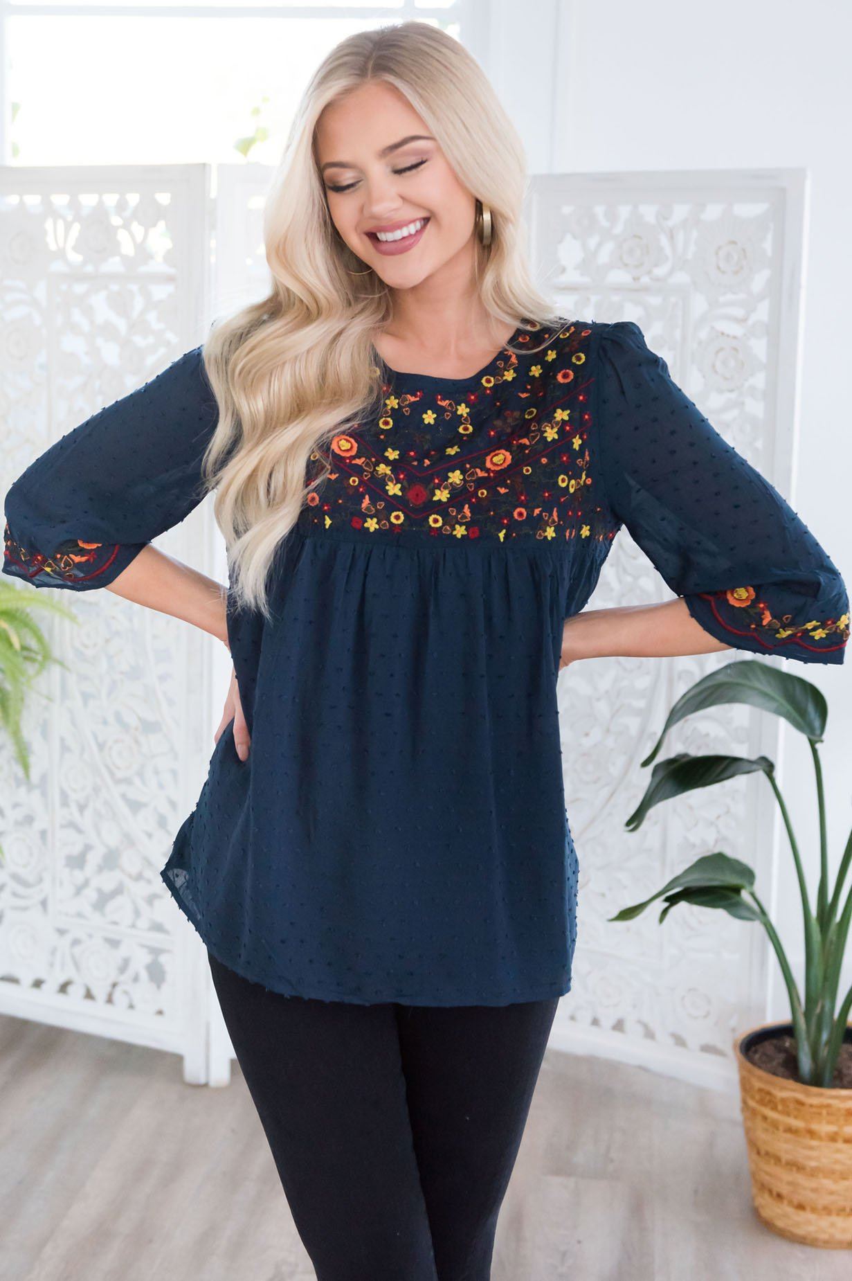 While In Paris Modest Blouse Tops vendor-unknown