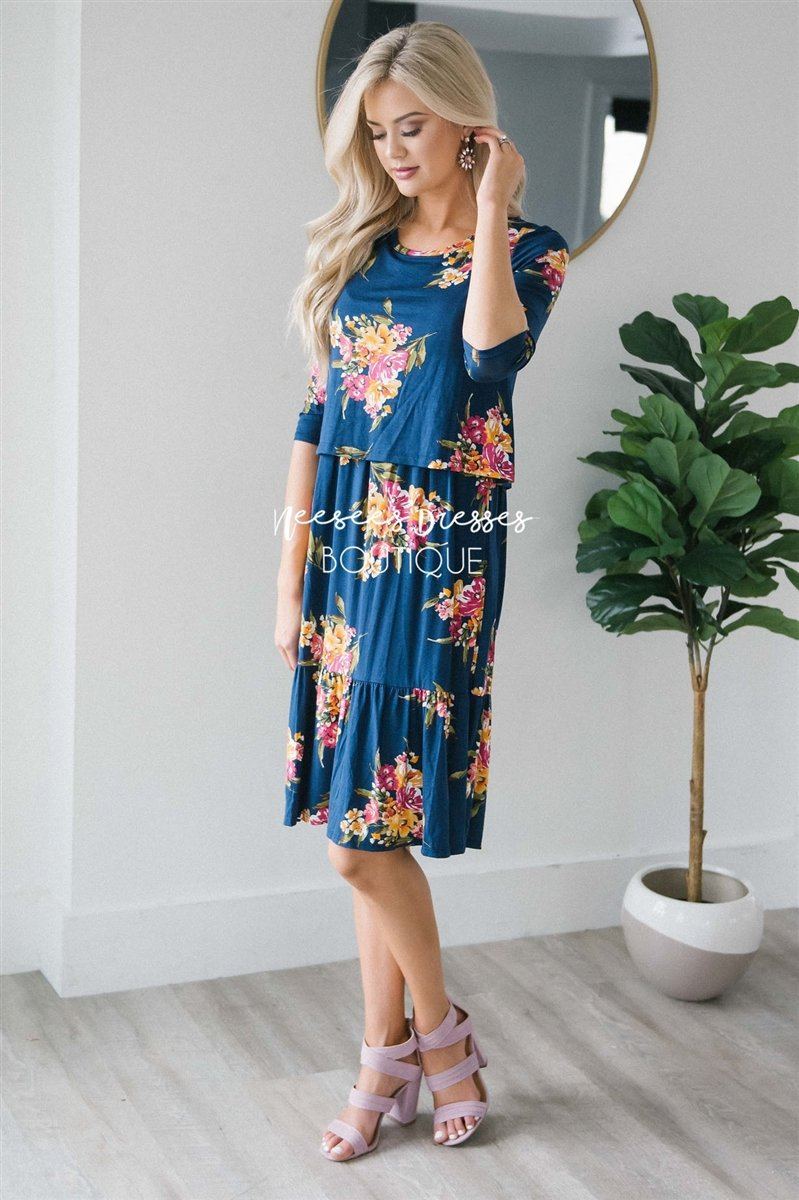 The Ivy - Nursing Friendly Modest Dresses vendor-unknown S Navy