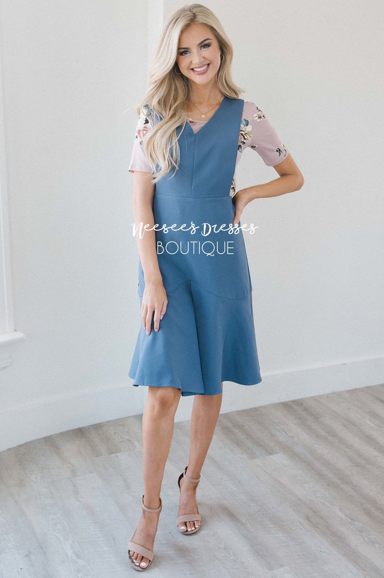 The Phoenix Pleated Godet Overall Dress Modest Dresses vendor-unknown