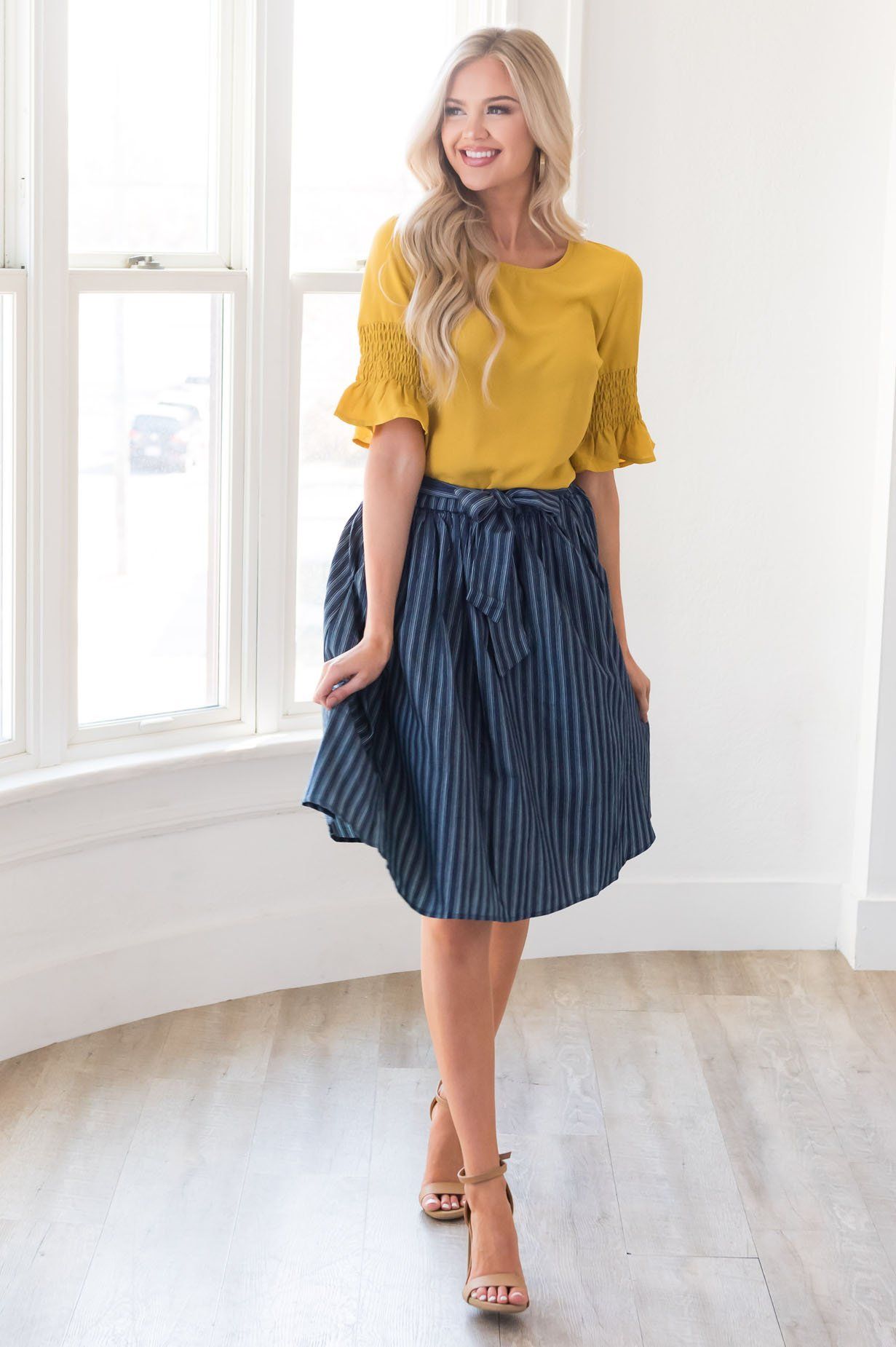 Be Humble Tie Waist Skirt Modest Dresses vendor-unknown