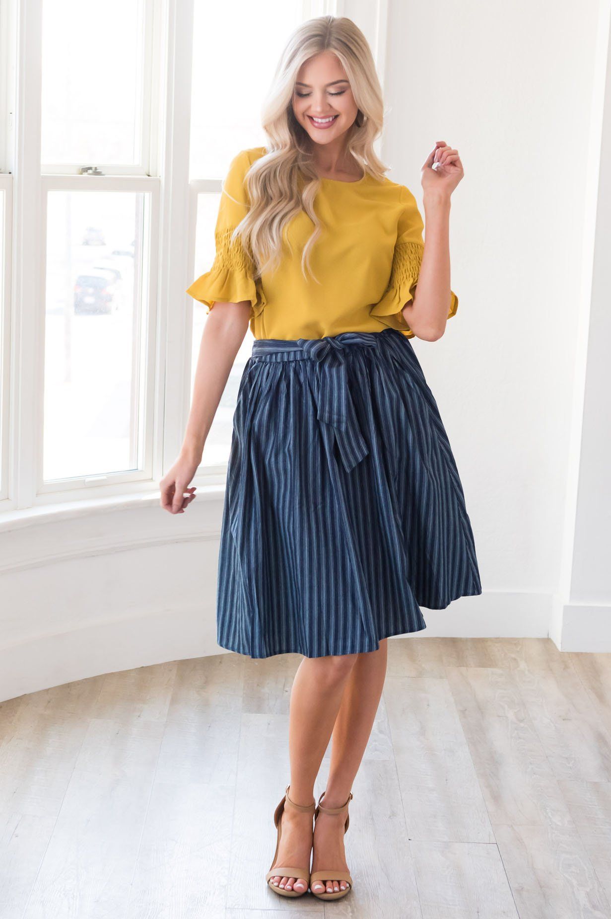 Be Humble Tie Waist Skirt Modest Dresses vendor-unknown