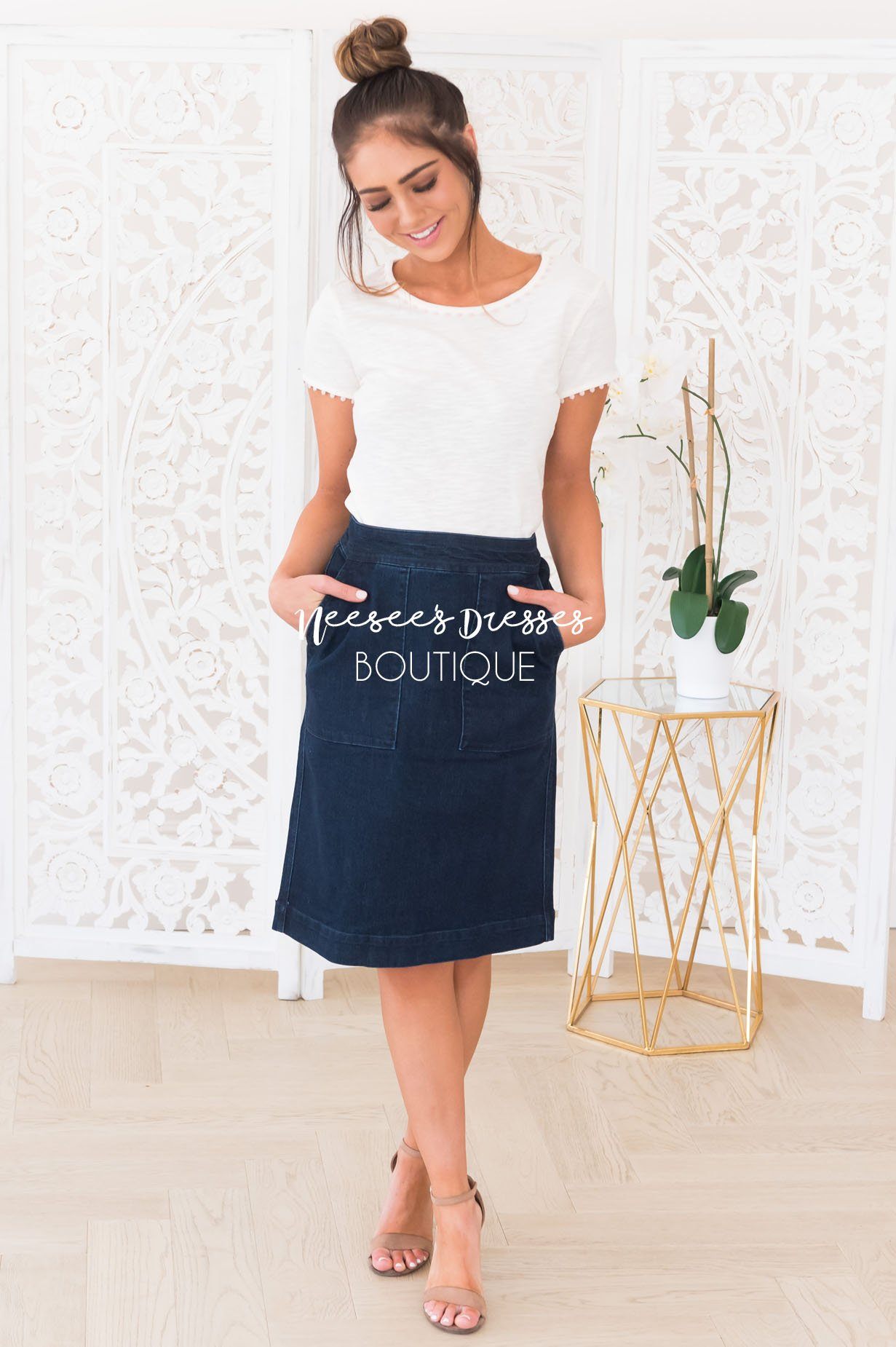 Days Like This Modest Denim Skirt Skirts vendor-unknown
