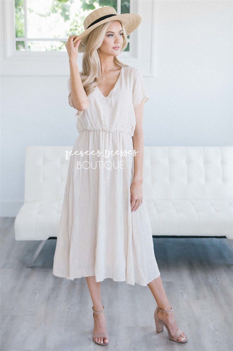 The Aubrey - Embroidered Modest Dresses vendor-unknown Cream S