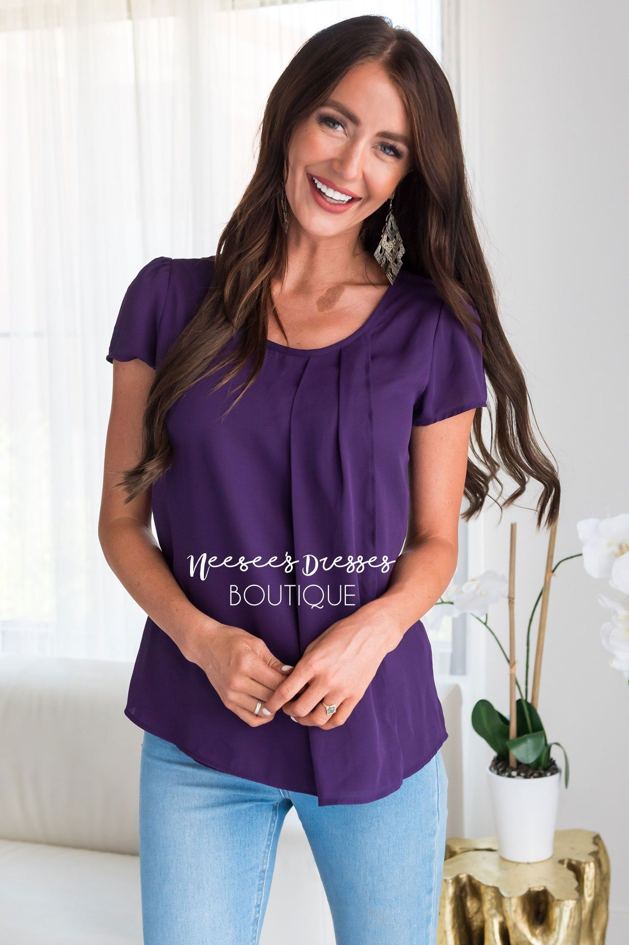 Eggplant Drape Top Tops Mikarose