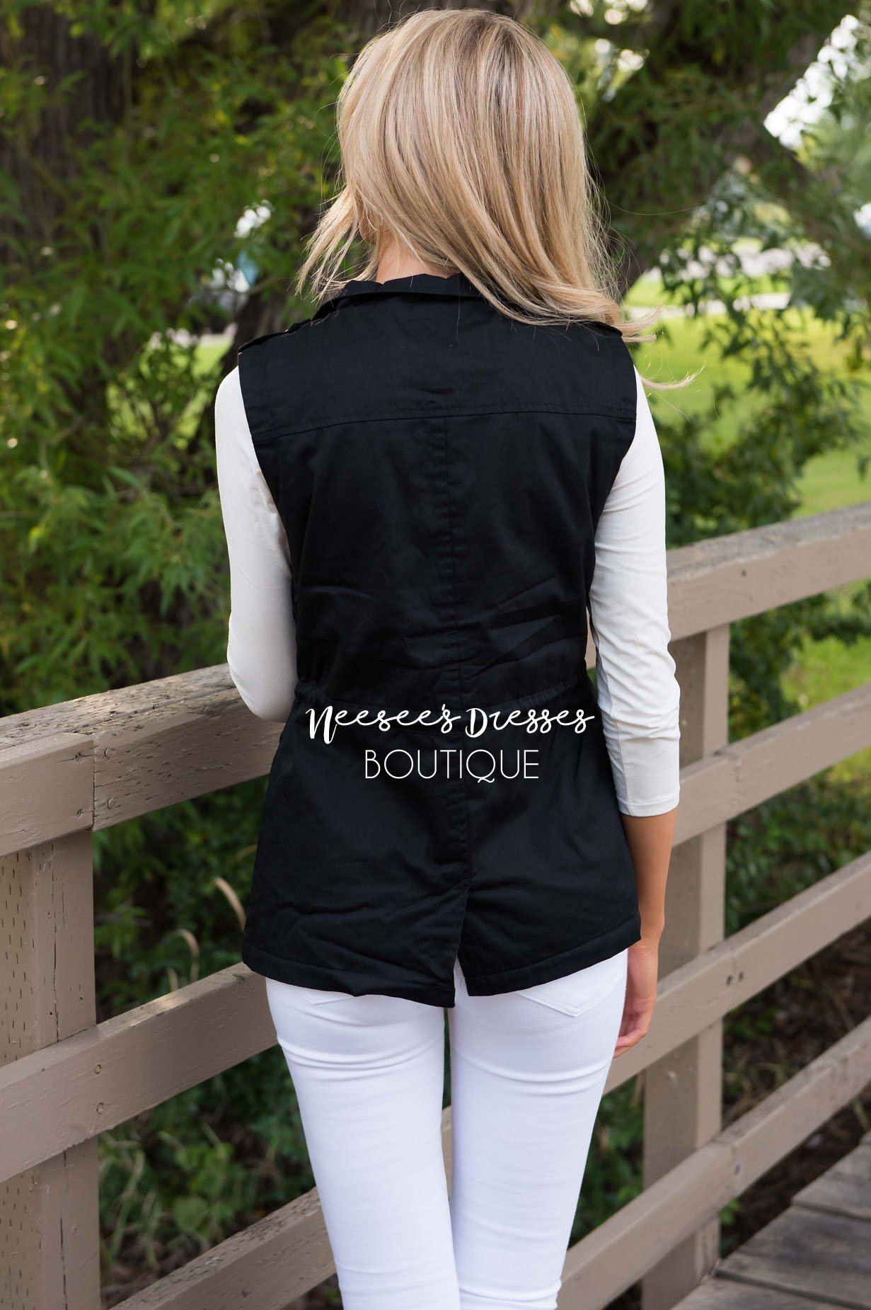 Forever Cuddly Drawstring Vest Tops vendor-unknown