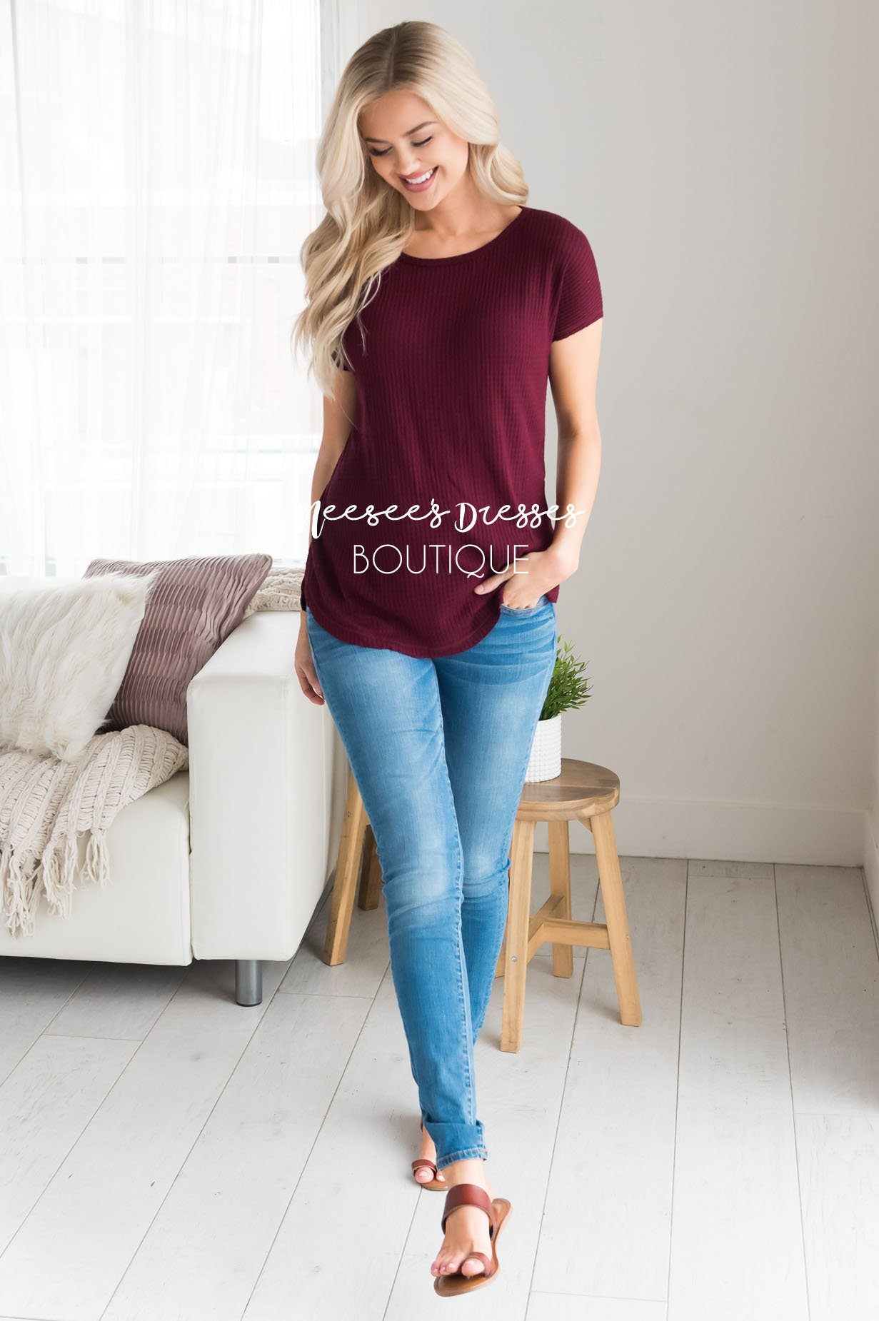 Dream Chaser Short Sleeve Thermal Top Modest Dresses vendor-unknown