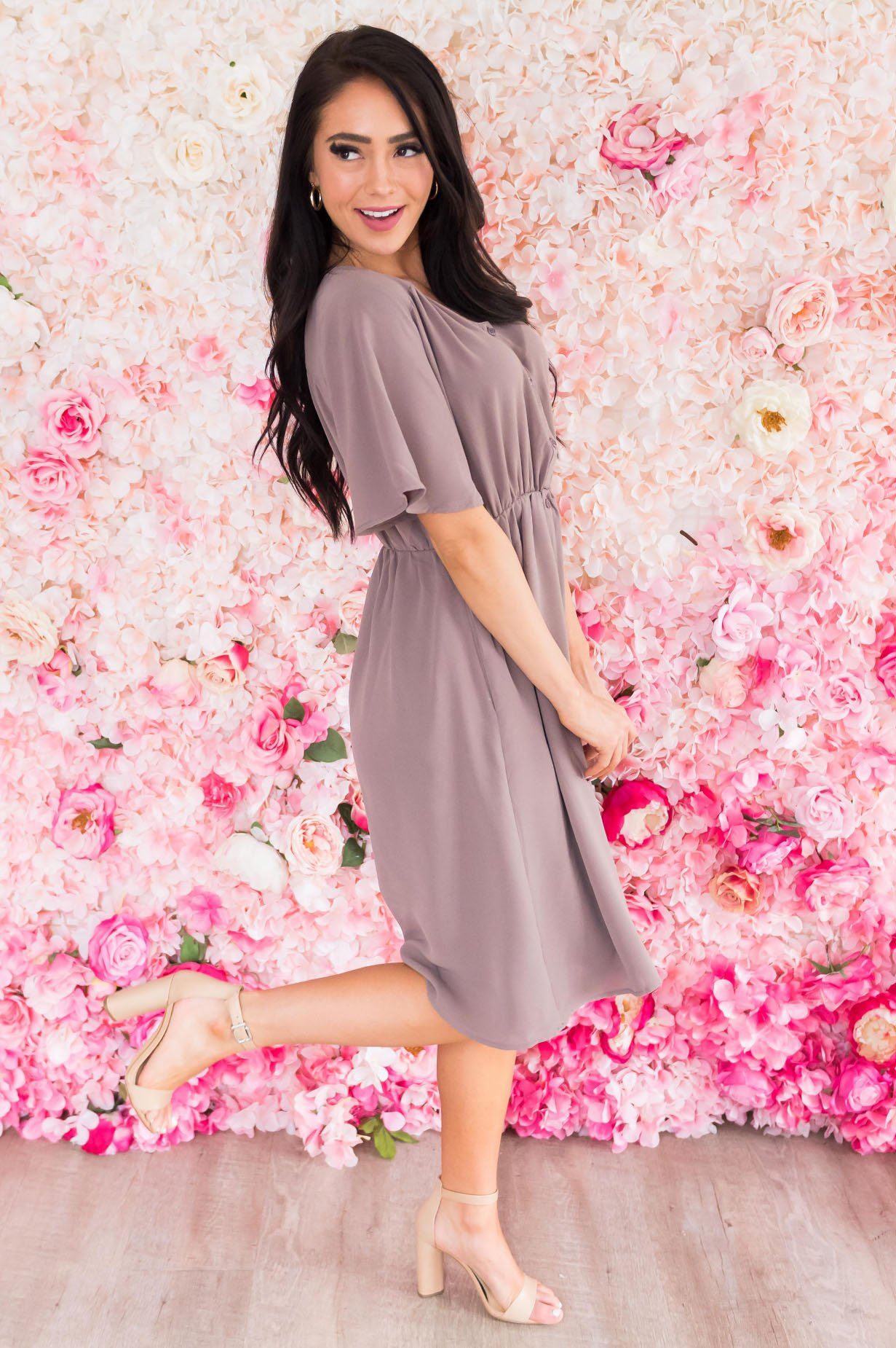 The Aria Button Dress Modest Dresses vendor-unknown