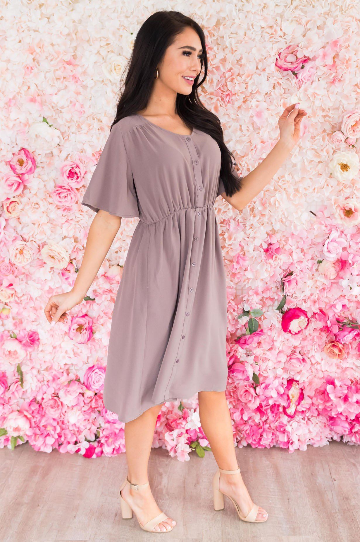 The Aria Button Dress Modest Dresses vendor-unknown