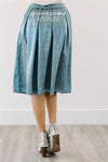 Shimmery Slate Blue Pleated Full Skirt Skirts vendor-unknown