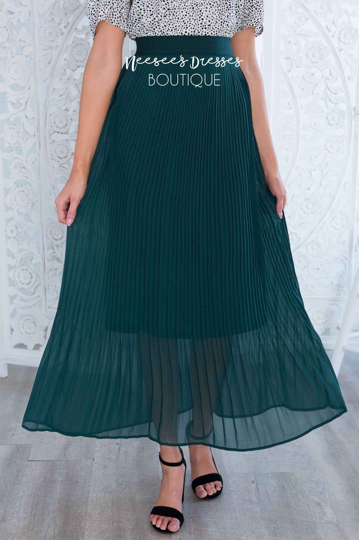 Elegance Pleat Maxi Skirt Modest Dresses vendor-unknown