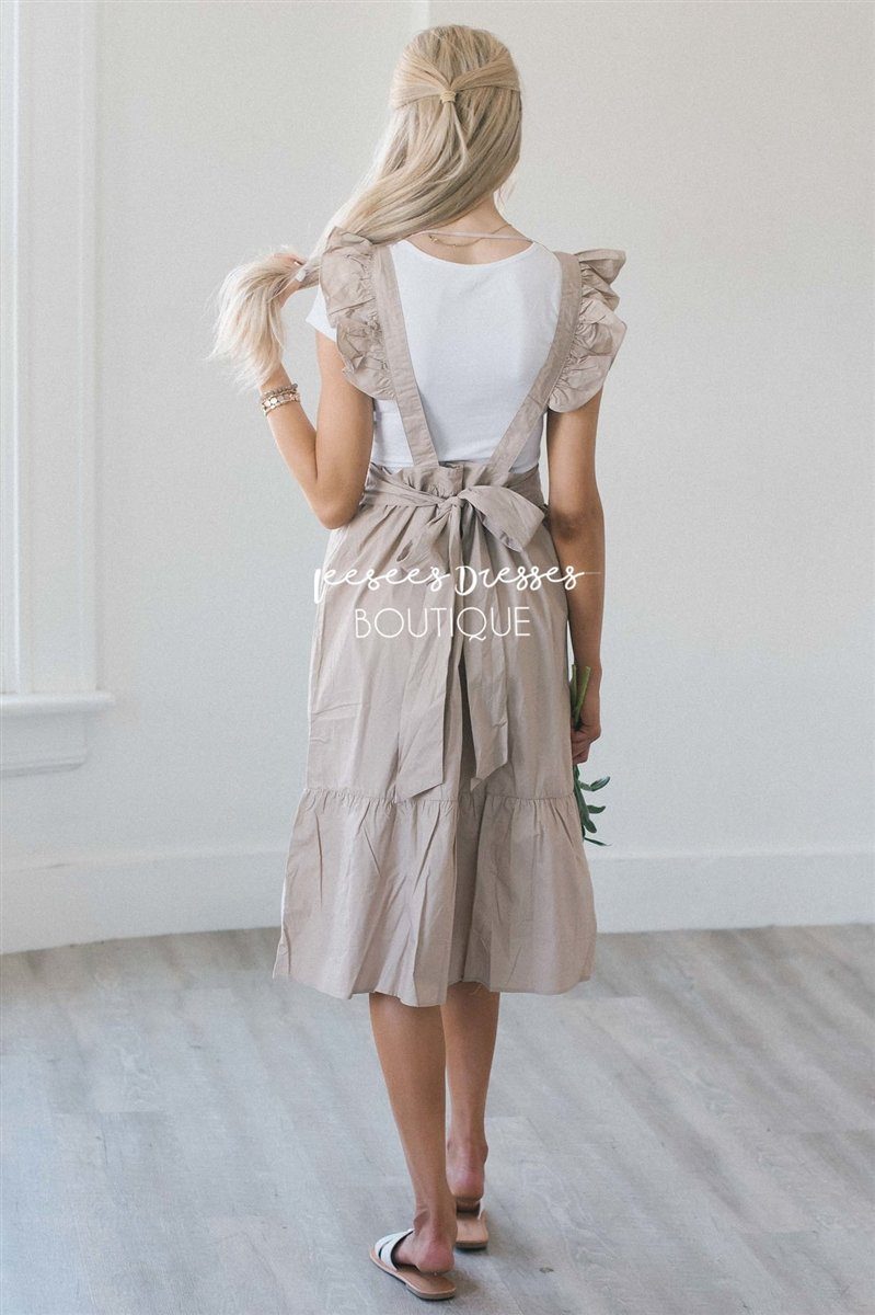 The Arielle Ruffle Sleeve Overall Dress Modest Dresses vendor-unknown