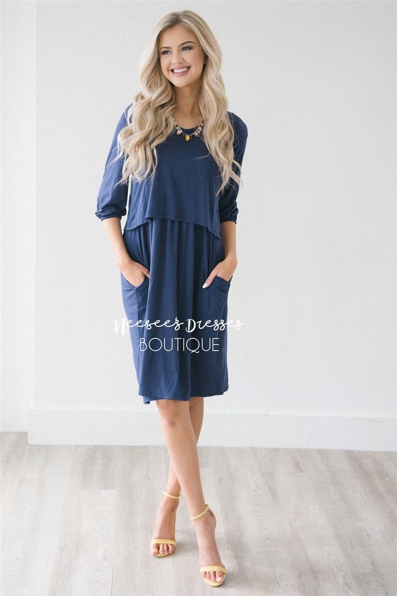 The Ireland - Nursing Friendly Modest Dresses vendor-unknown S Navy
