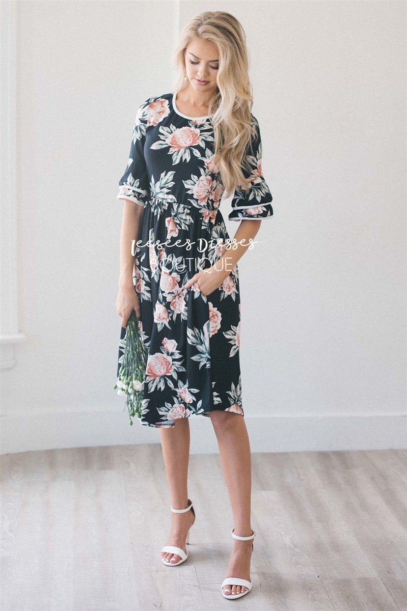 The River Modest Dresses vendor-unknown S Black Floral