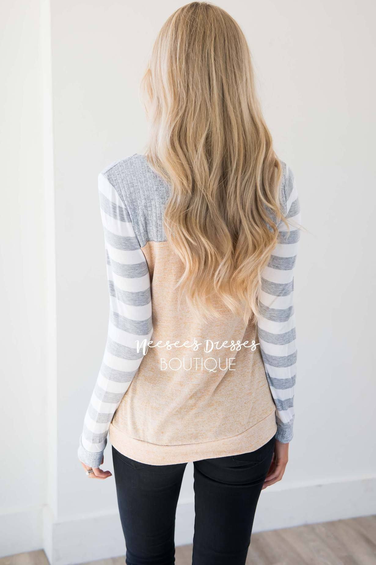Strongest Love Stripe Sleeve Top Tops vendor-unknown