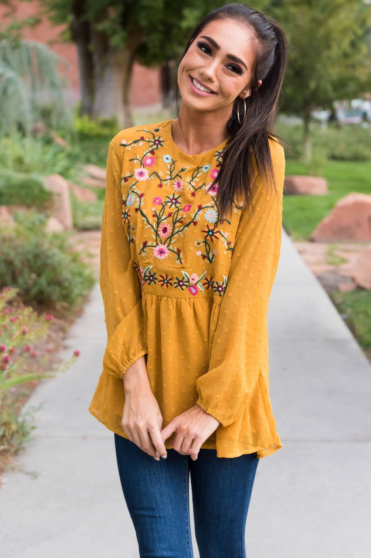 Feeling My Best Modest Blouse Tops vendor-unknown