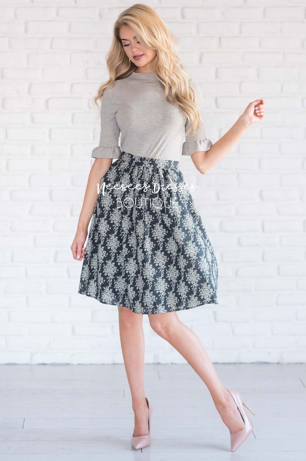 Ribbed High Neck Bell Sleeve Top Tops vendor-unknown