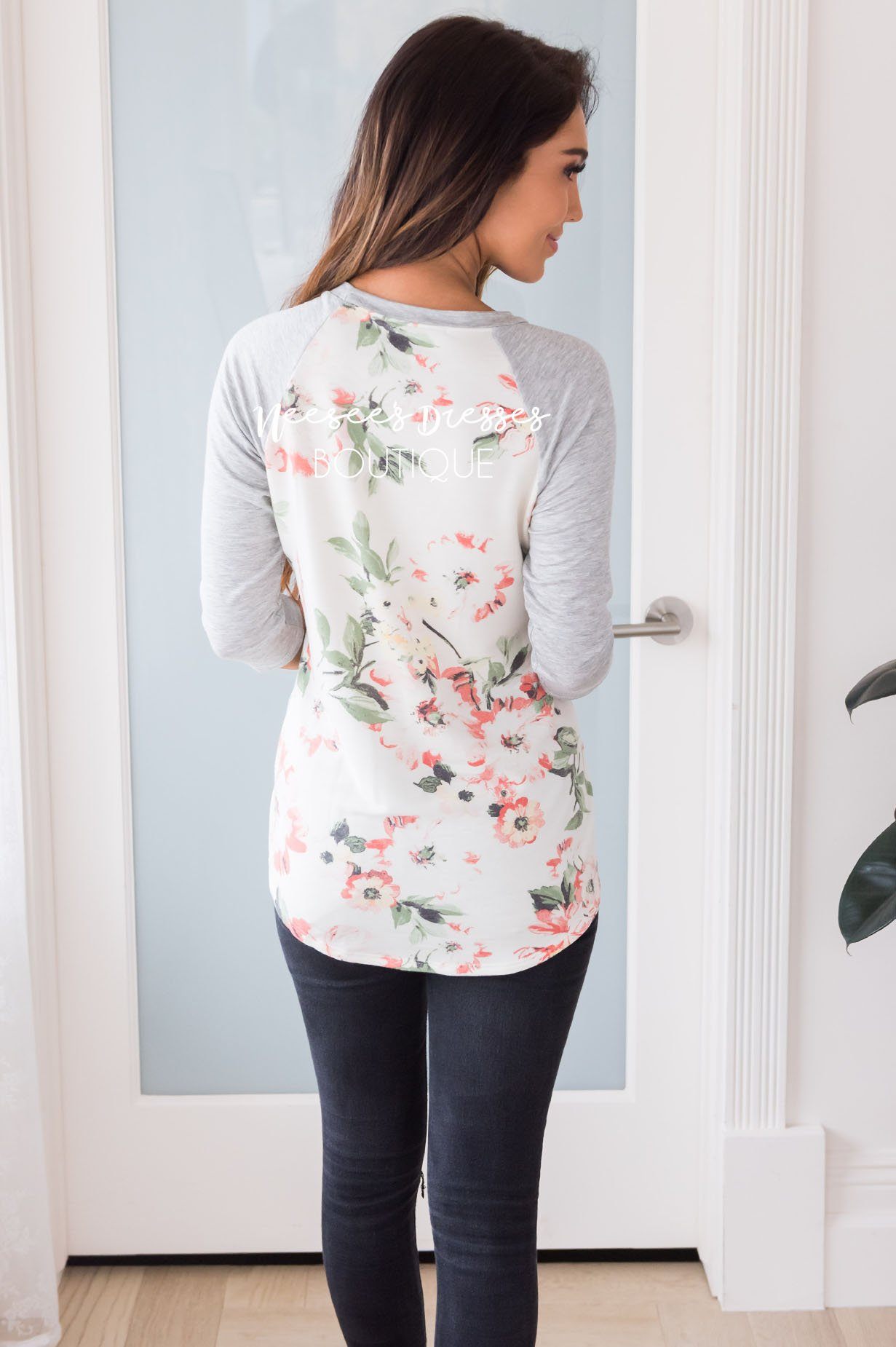 Floral Beauty Modest Baseball Tee Modest Dresses vendor-unknown