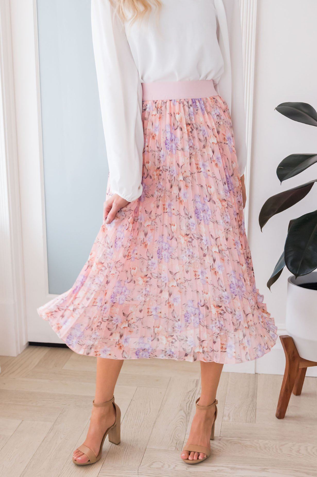 Floral Dreams Modest Pleat Skirt Skirts vendor-unknown