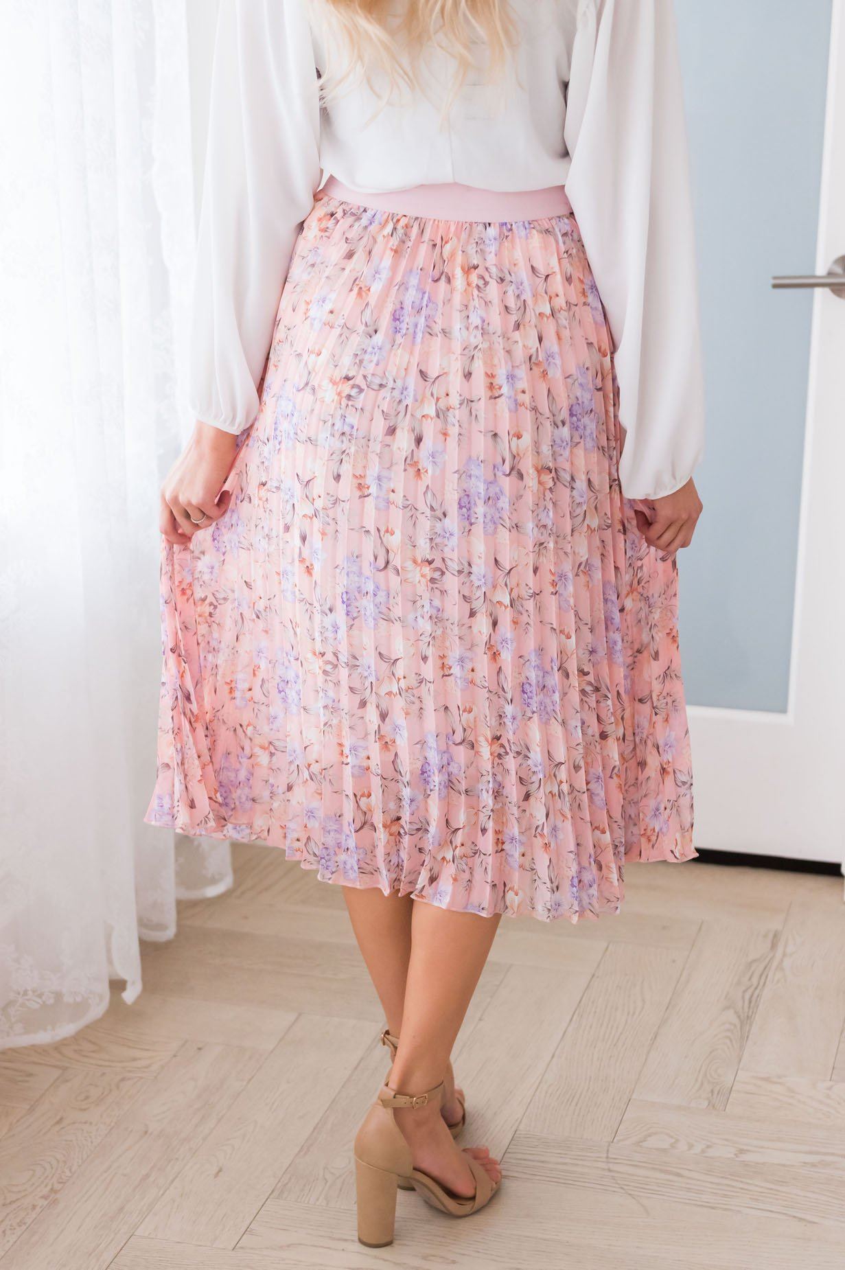 Floral Dreams Modest Pleat Skirt Skirts vendor-unknown