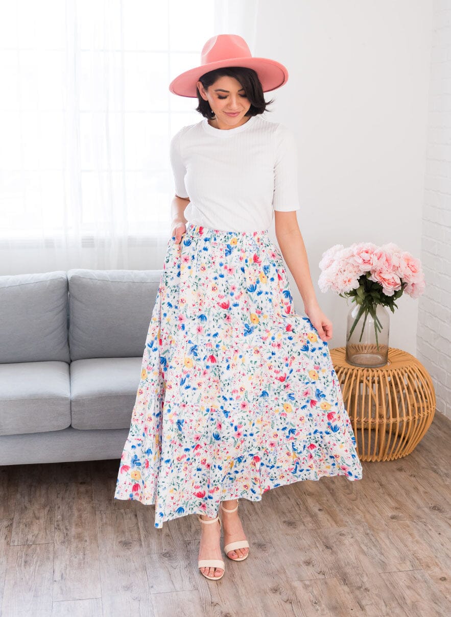 Surprise Me With Flowers Modest Maxi Skirt Skirts vendor-unknown
