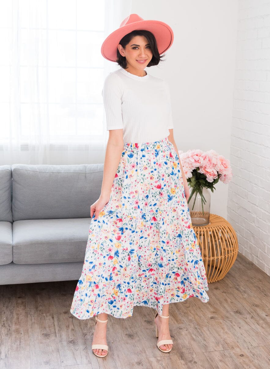 Surprise Me With Flowers Modest Maxi Skirt Skirts vendor-unknown