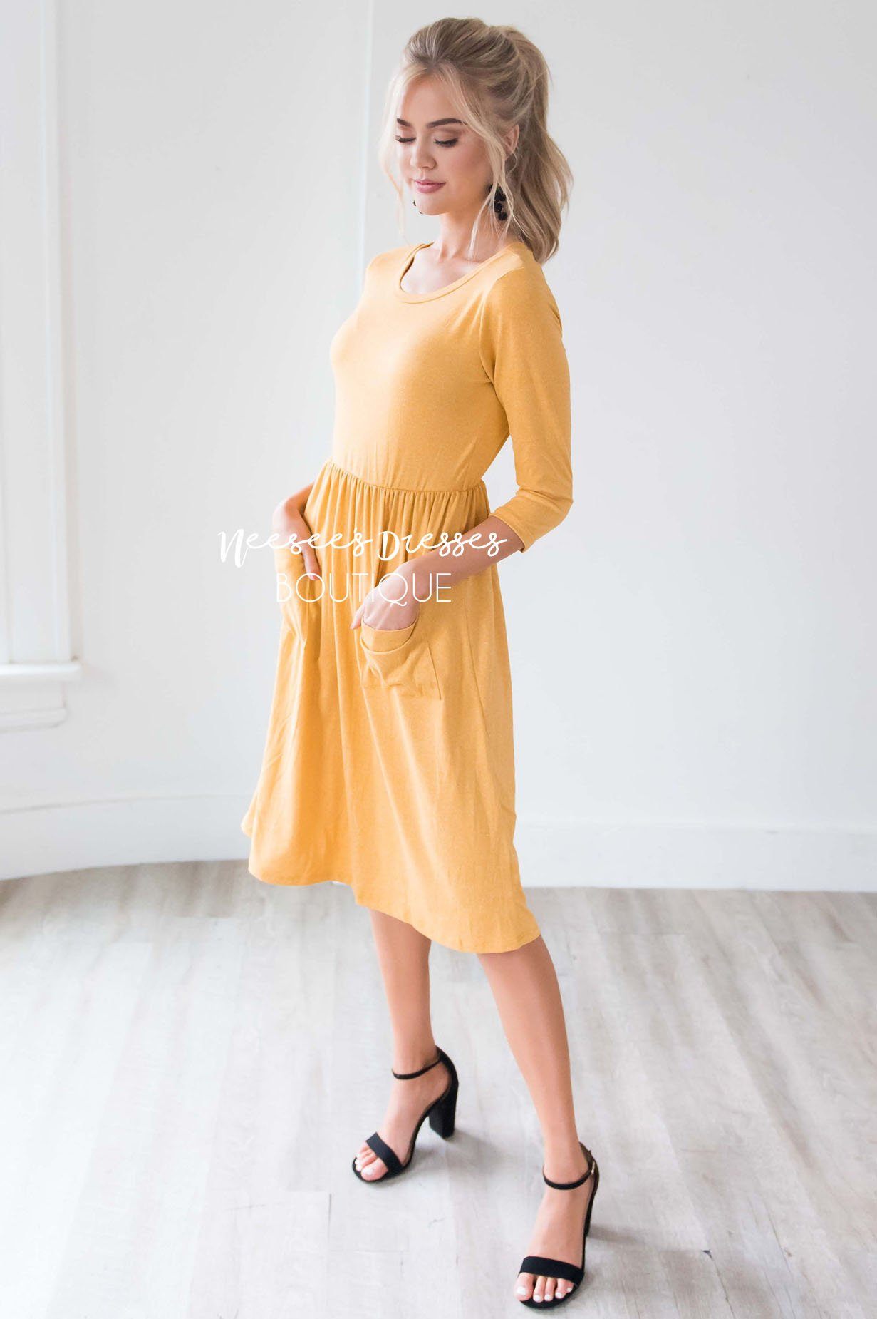 The Poppy 3/4 Length Sleeves Modest Dresses vendor-unknown