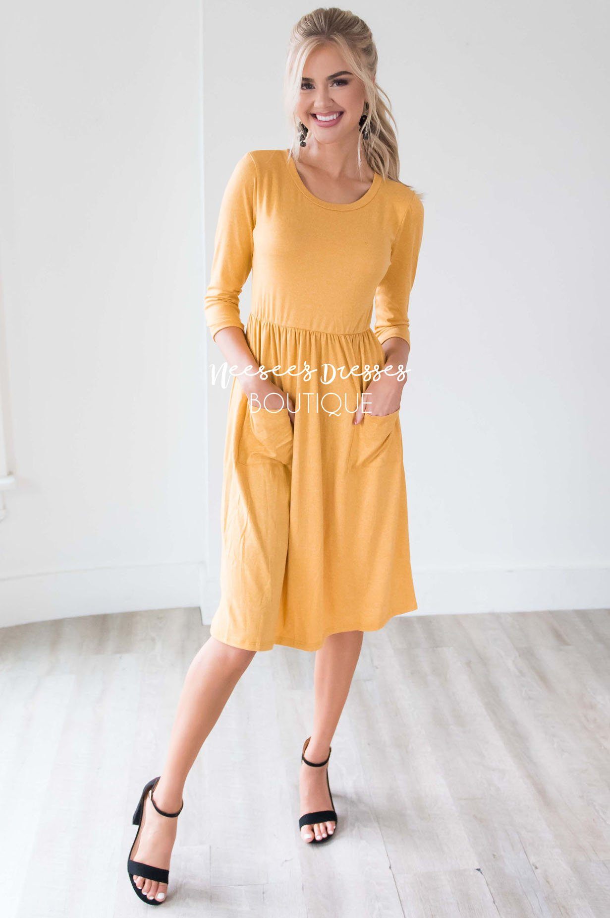 The Poppy 3/4 Length Sleeves Modest Dresses vendor-unknown