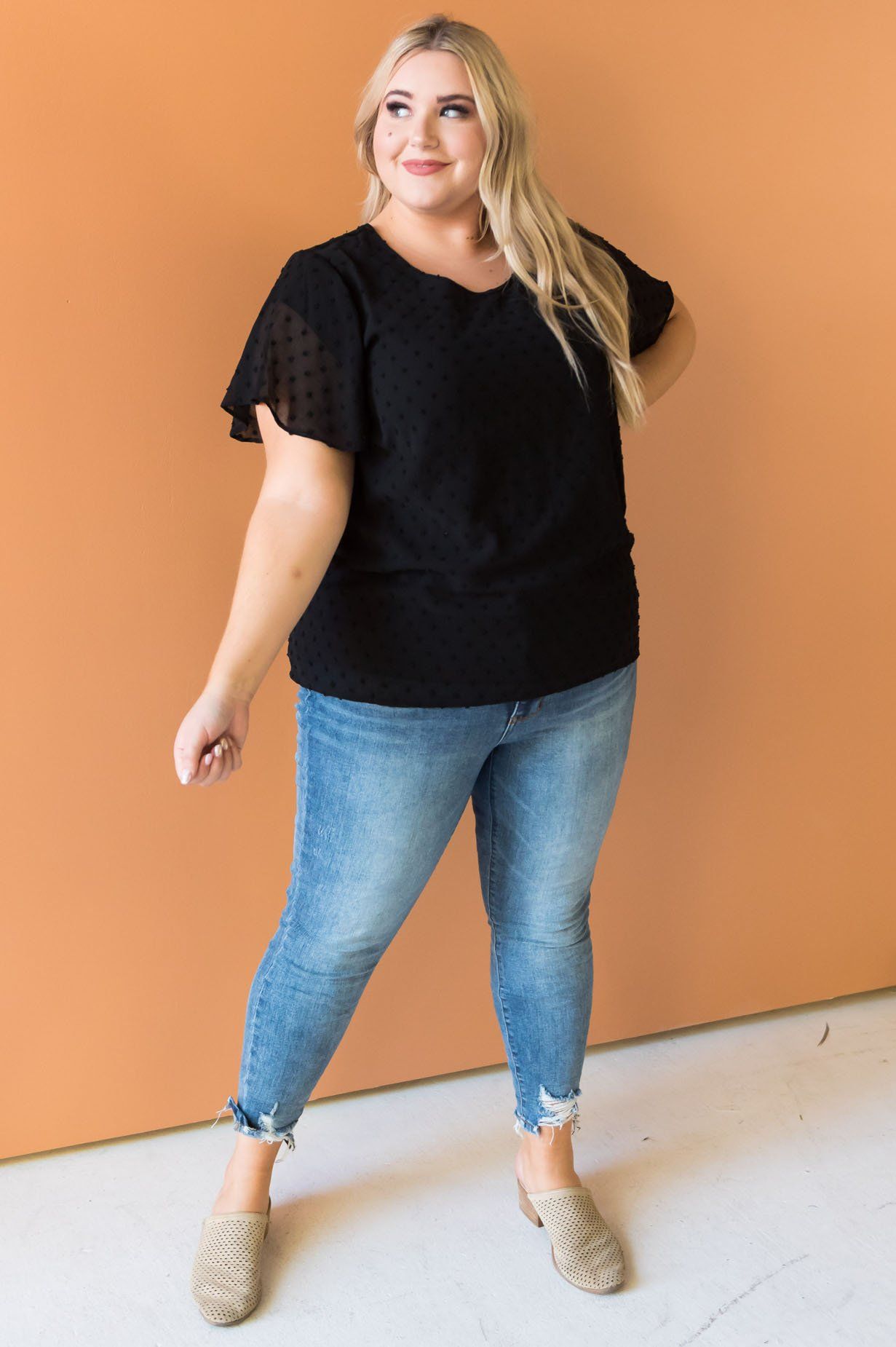 Gorgeous Swiss Dot Blouse Tops vendor-unknown