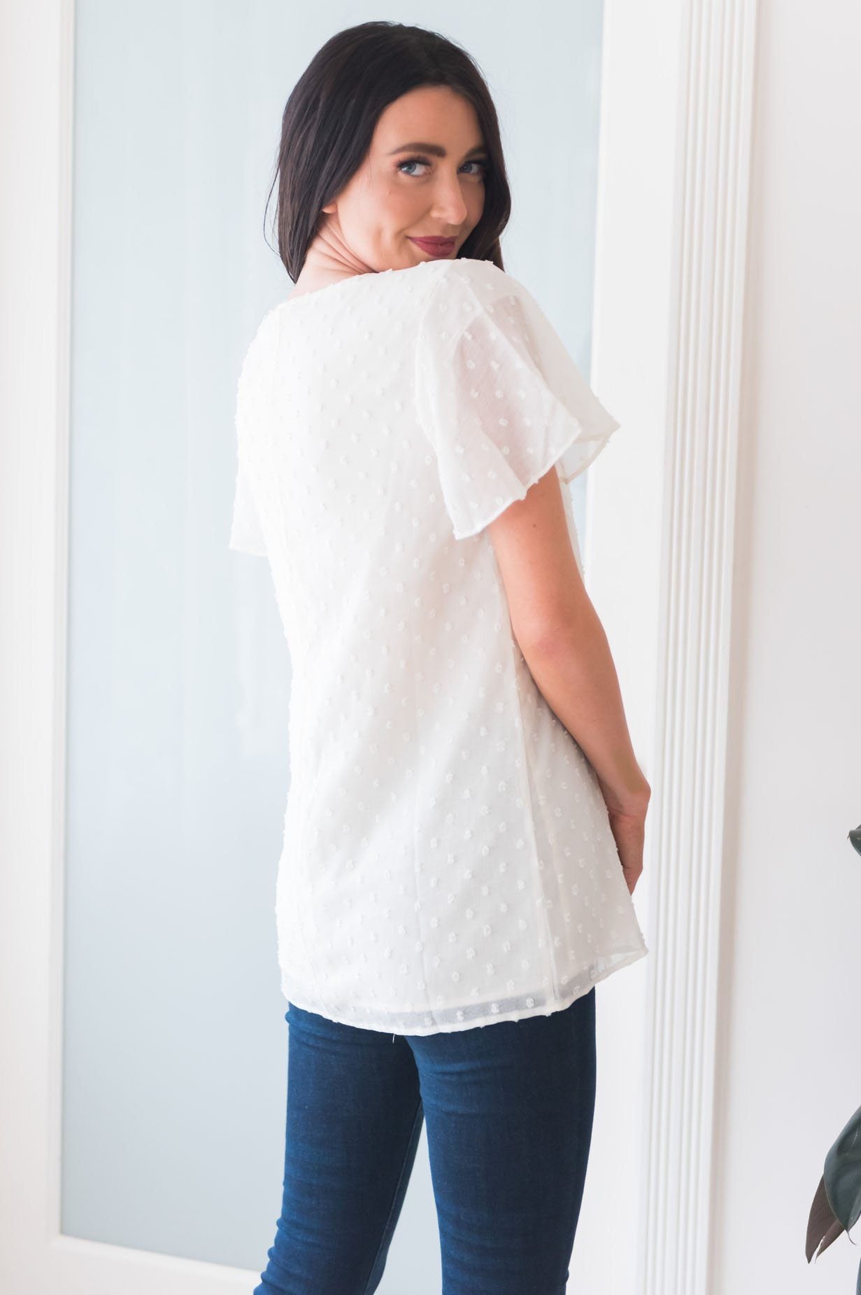 Gorgeous Swiss Dot Blouse Tops vendor-unknown