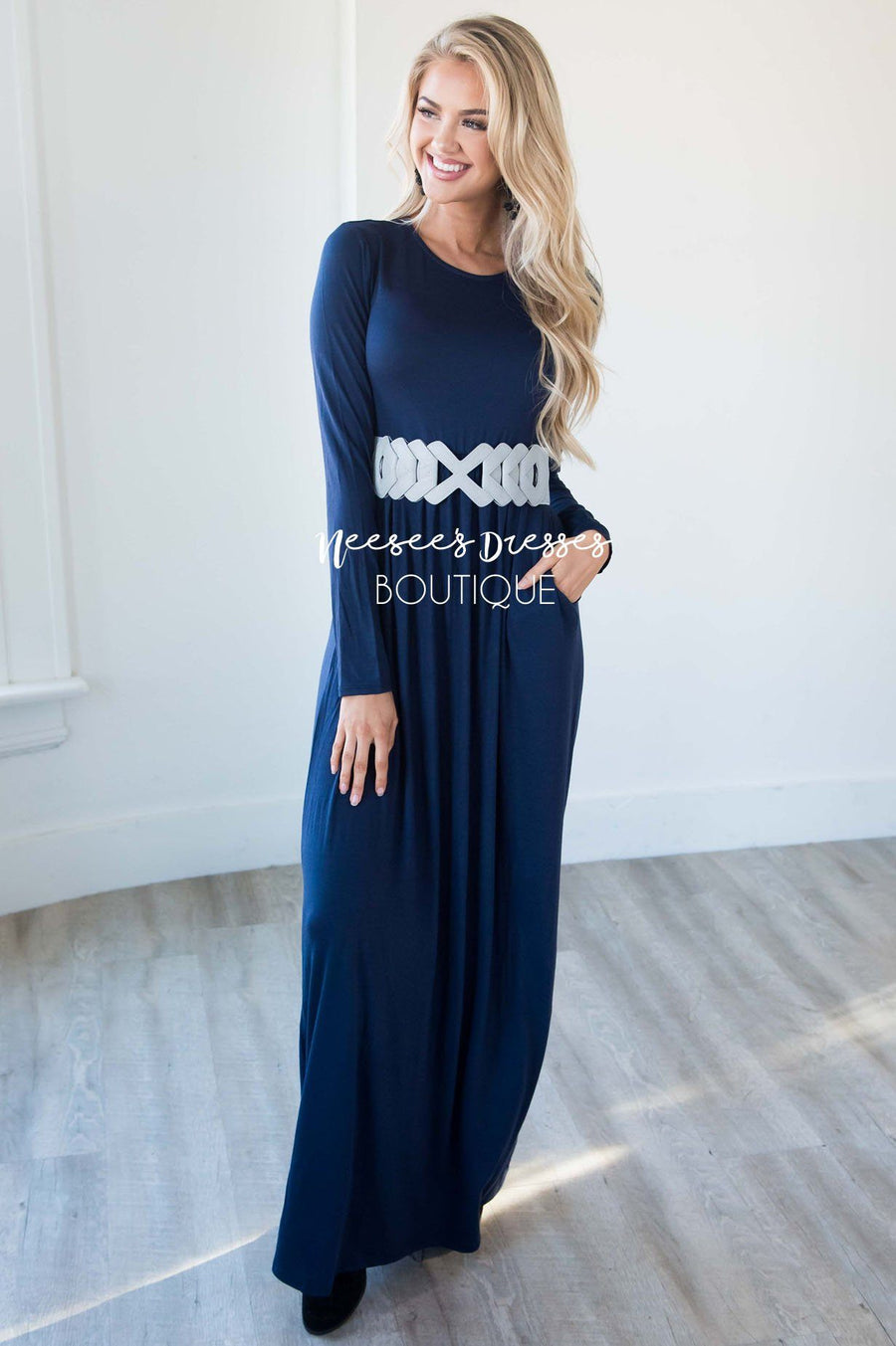 The Aline Long Sleeve Maxi Dress Modest Dresses vendor-unknown 