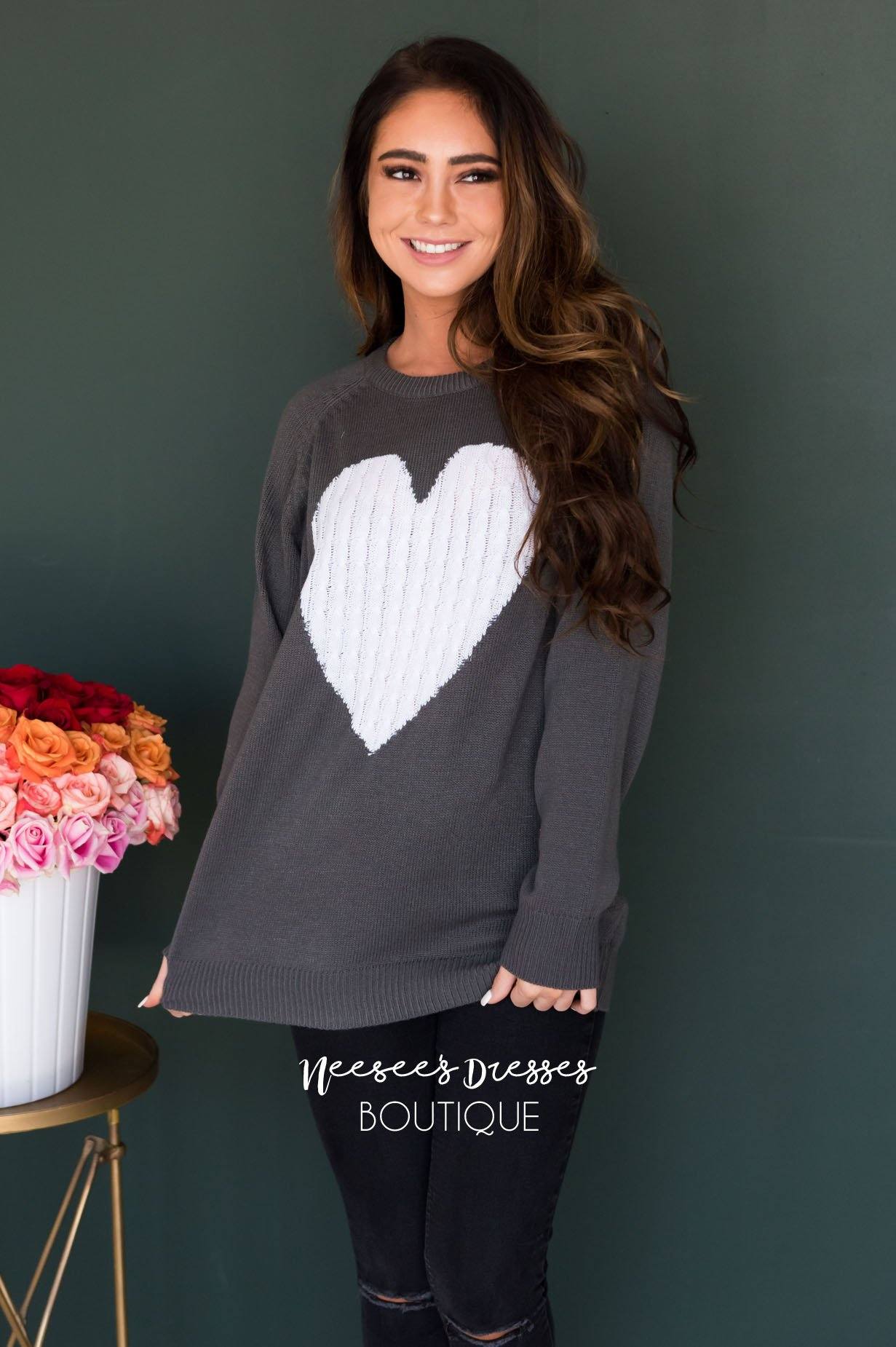 Heart Strings Sweater Modest Dresses vendor-unknown